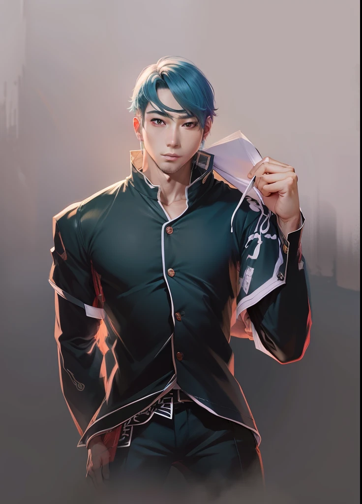 Desenho estilo anime donghua, desenho digital, cores vibrantes, melhor qualidade de imagem, alta resolução, Asian boy, olhos puxados, cabelo castanho, cabelo liso com franja, brincos