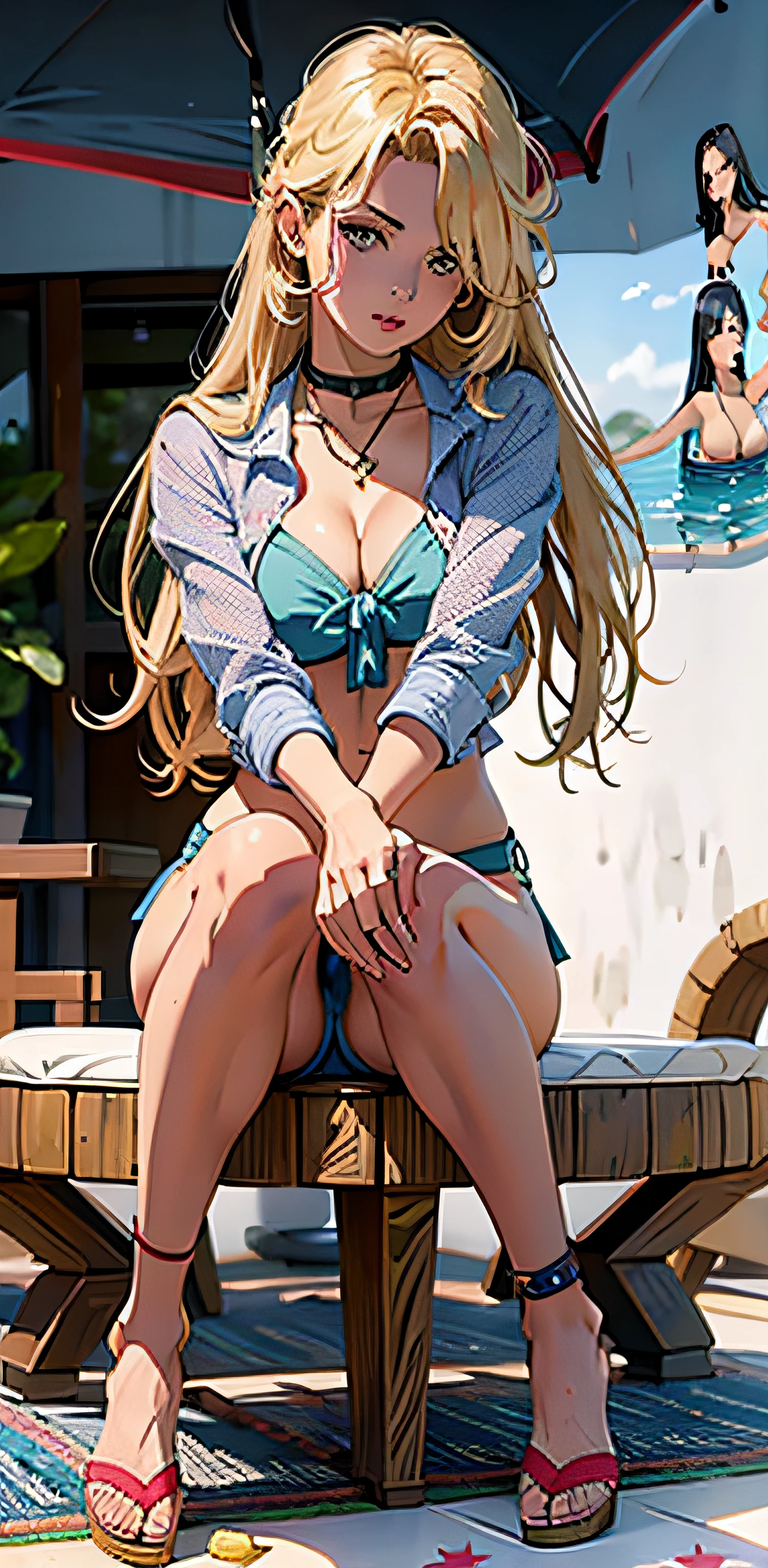 verano, DESIERTO, nubes rosadas, A land covered with roses meets beautiful girl, James Gurney, rendered art station, lente ultra gran angular, Hi-Def.. Un primer plano de una mujer sentada en un banco con una tabla de surf, Diosa rubia, 🐎🍑, chica sexy con cabello largo y rubio, sexy girl, Una hermosa rubia, muy sexy, Modelo de bikini, con cabello largo y rubio, Traje ajustado, 2 4 year old female model, Vestimenta ajustada, hermosa chica rubia, muslos expuestos!!!, Cabello largo y rubio y ojos azules