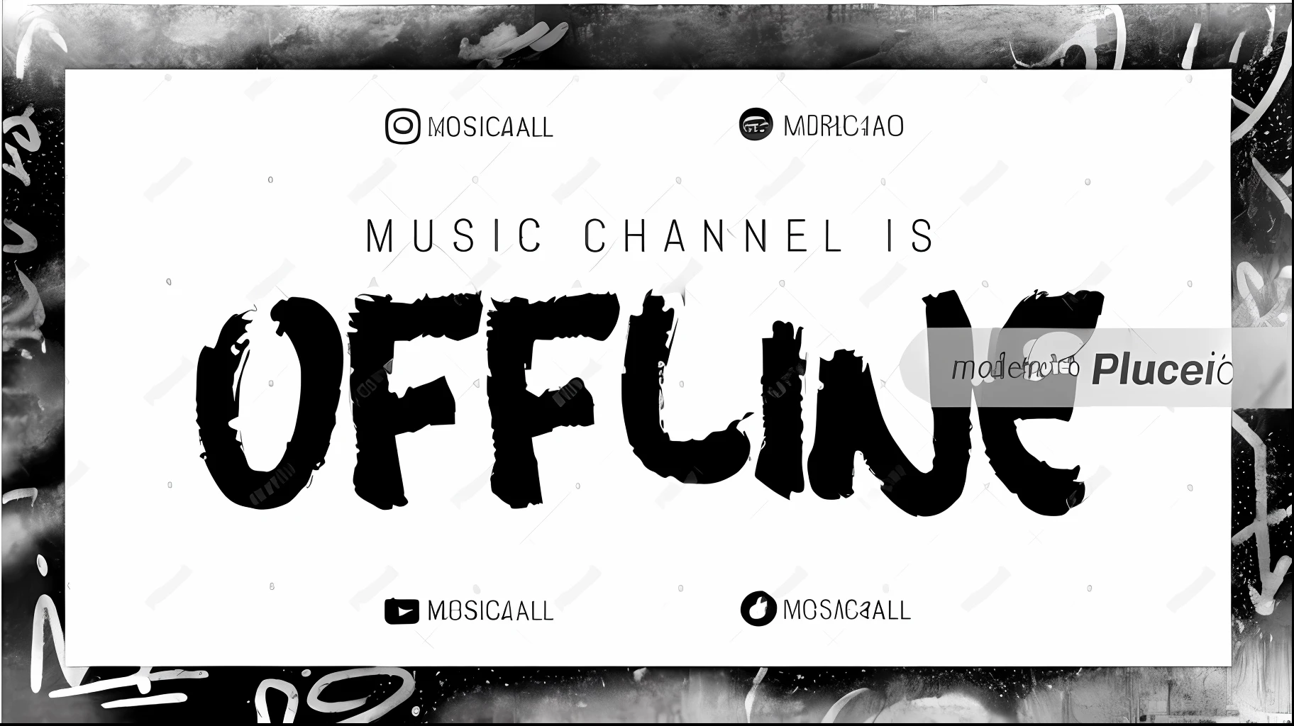 uma foto em preto e branco de uma placa que diz offline, oficial, Compensation, CANAL, ((Saturado)), trending on furaffinity, 1024x1024, NO sketch, imagem de alta qualidade, music is life, 5 - canal, Vofan, music album cover, 😭 🤮 💕 🎀, fora de adiar