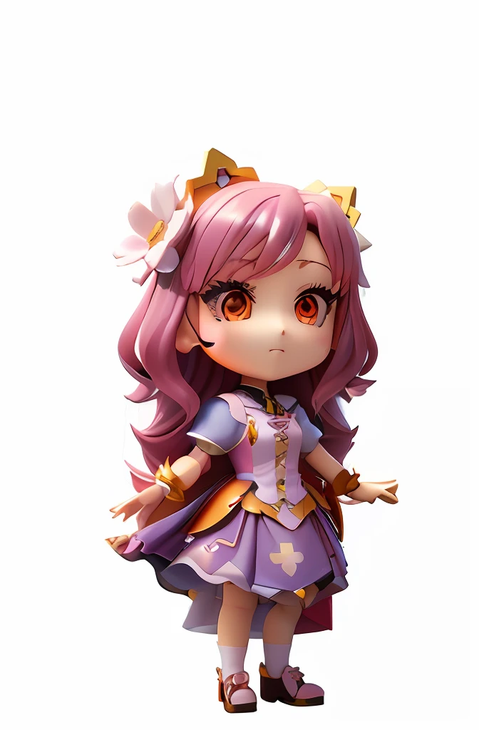 um close up de uma boneca com um vestido roxo e uma coroa, render de uma anime 3d bonito, anime estilo 3d, anime estilizado, kawaii hq render, 3 d render arte oficial, anime estilizado, render de abril, Personagem altamente detalhado, advanced digital chibi art, estilo como nendoroid, bonito 3 d render, personagem bonito, official rendering