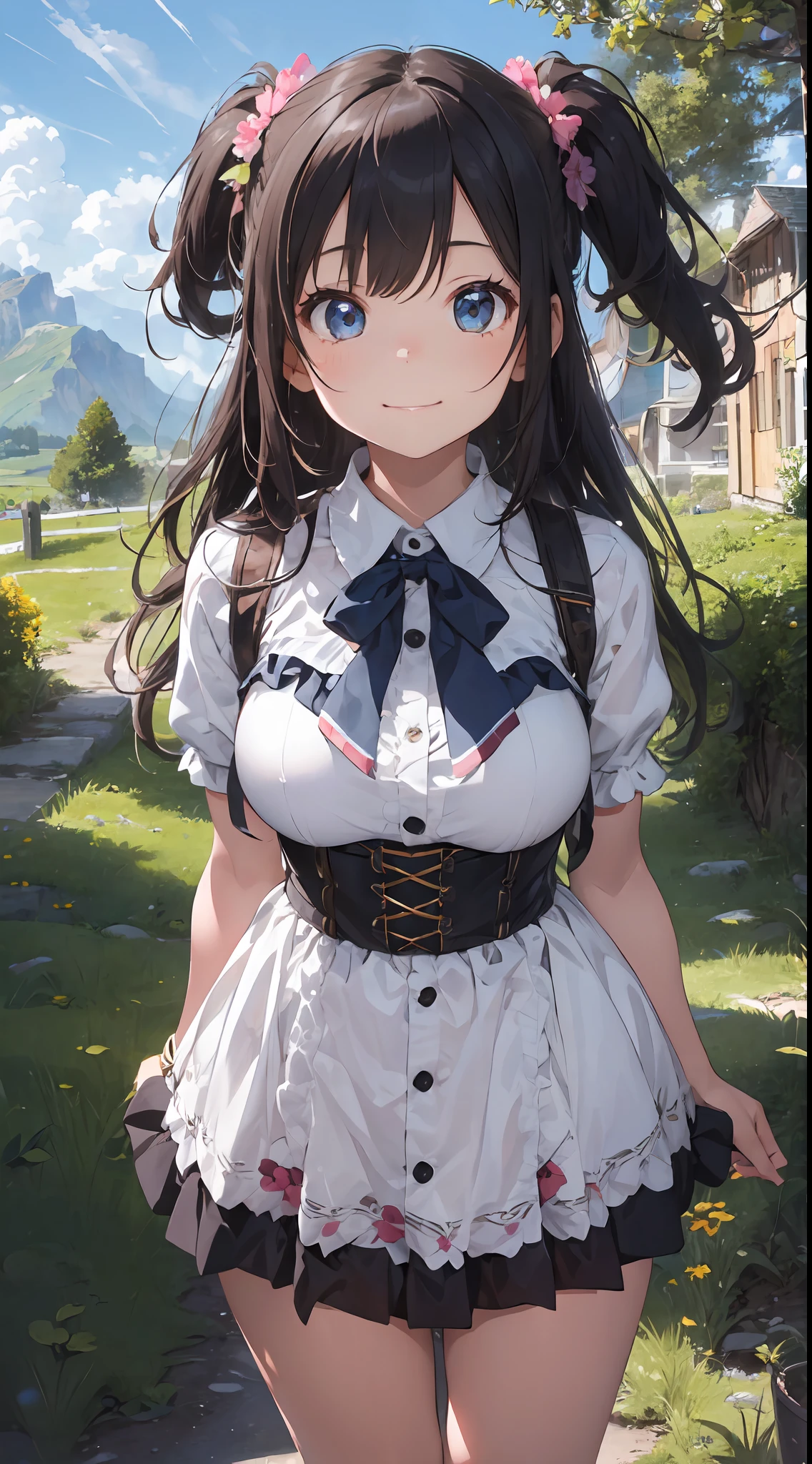 ((6year old girl:1.5)), Girl in 1, boobs loli, Petite girl, Complete anatomy, Whole body, child's body, child, Super Cute, garl, Little girl, Beautiful Girl, beautiful shining body, Bangs,Brown hair,high eyes,(aquamarine eyess), drooping eyes, Petite,tall eyes, beautiful girl with fine details, beautiful and delicate eyes, Detailed face, Beautiful eyes, beautiful shining body, a smile, Happiness, 

Whole body angle, alps, Shepherd's daughter, Mountain Girl, plein air, alpine meadow,

Natural light,((Realism: 1.2)), dynamic far view shot,Cinematic lighting, Perfect composition, by sumic.busty petite, ultra hyper-detailed, Official art, Maste Piece, (Best Quality:1.3), glint, the Extremely Detailed CG Unity 8K Wallpapers, Detailed background, Maste Piece, Best Quality, (Maste Piece), (Best Quality:1.4), (ultra-high-resolution:1.2), (hiper realistic:1.4), (Photorealistic:1.2), Best Quality, High quality, Hi-Def, Detail enhancement,