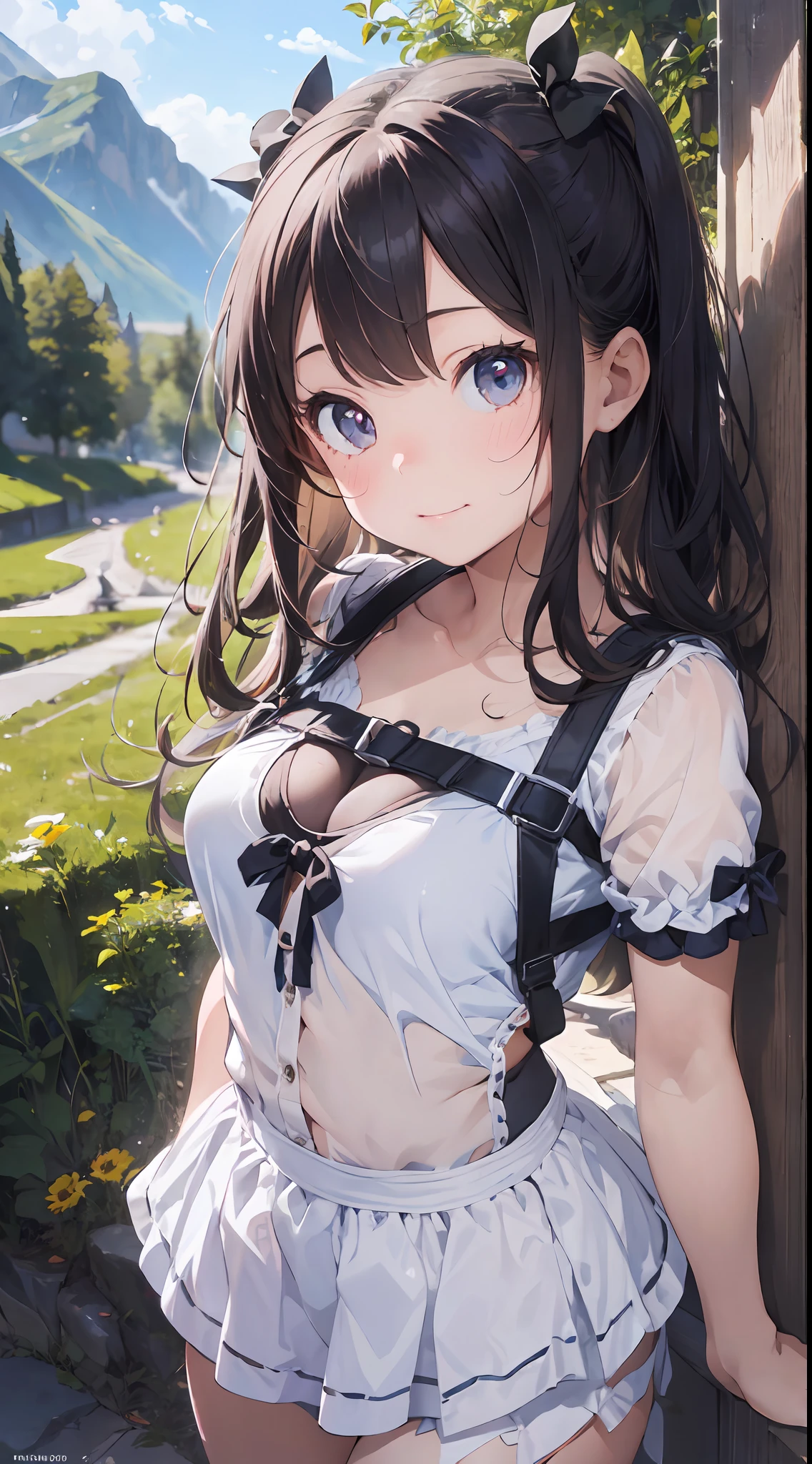 ((6ar olirl:1.5)), Girl in 1, boobs loli, Petite girl, Complete anatomy, Whole body, childdy, child, Supte, garl, Little girl, Bel Girl, beautiful shining body, Bangs,Brown hair,high eyes,(aquamarine eyess), drooping eyes, Petite,tall eyes, beautiful girl with fine details, beautiful and delicate eyes, Detailed face, Beautiful eyes, beautiful shining body, a smile, Happiness,
Whole body angle, alps, Shepherd's daughter, Mountain Girl, plein air, alpine meadow,
Natural light,((Realism: 1.2)), dynamic far view shot,Cinematic lighting, Perfect composition, by sumic.busty petite, ultra hyper-detailed, Official art, Maste Piece, (Best Quality:1.3), glint, the Extremely Detailed CG Unity 8K Wallpapers, Detailed background, Maste Piece, Best Quality, (Maste Piece), (Best Quality:1.4), (ultra-high-resolution:1.2), (hiper realistic:1.4), (Photorealistic:1.2), Best Quality, High quality, Hi-Def, Detail enhancement,