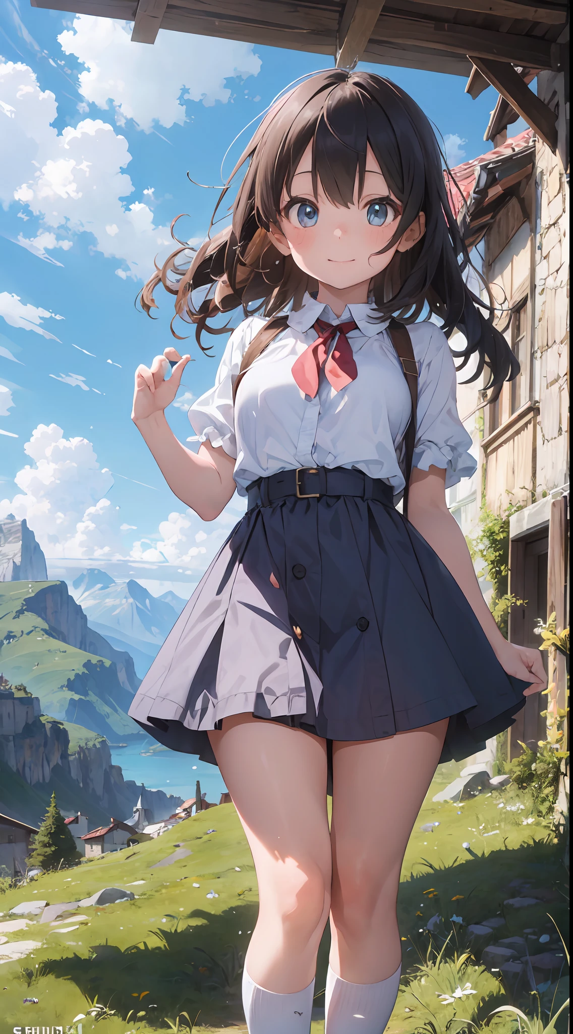 ((6year old girl:1.5)), Girl in 1, boobs loli, Petite girl, Complete anatomy, Whole body, child's body, child, Super Cute, garl, Little girl, Beautiful Girl, beautiful shining body, Bangs,Brown hair,high eyes,(aquamarine eyess), drooping eyes, Petite,tall eyes, beautiful girl with fine details, beautiful and delicate eyes, Detailed face, Beautiful eyes, beautiful shining body, a smile, Happiness, 

Whole body angle, alps, Shepherd's daughter, Mountain Girl, plein air, alpine meadow,

Natural light,((Realism: 1.2)), dynamic far view shot,Cinematic lighting, Perfect composition, by sumic.busty petite, ultra hyper-detailed, Official art, Maste Piece, (Best Quality:1.3), glint, the Extremely Detailed CG Unity 8K Wallpapers, Detailed background, Maste Piece, Best Quality, (Maste Piece), (Best Quality:1.4), (ultra-high-resolution:1.2), (hiper realistic:1.4), (Photorealistic:1.2), Best Quality, High quality, Hi-Def, Detail enhancement,