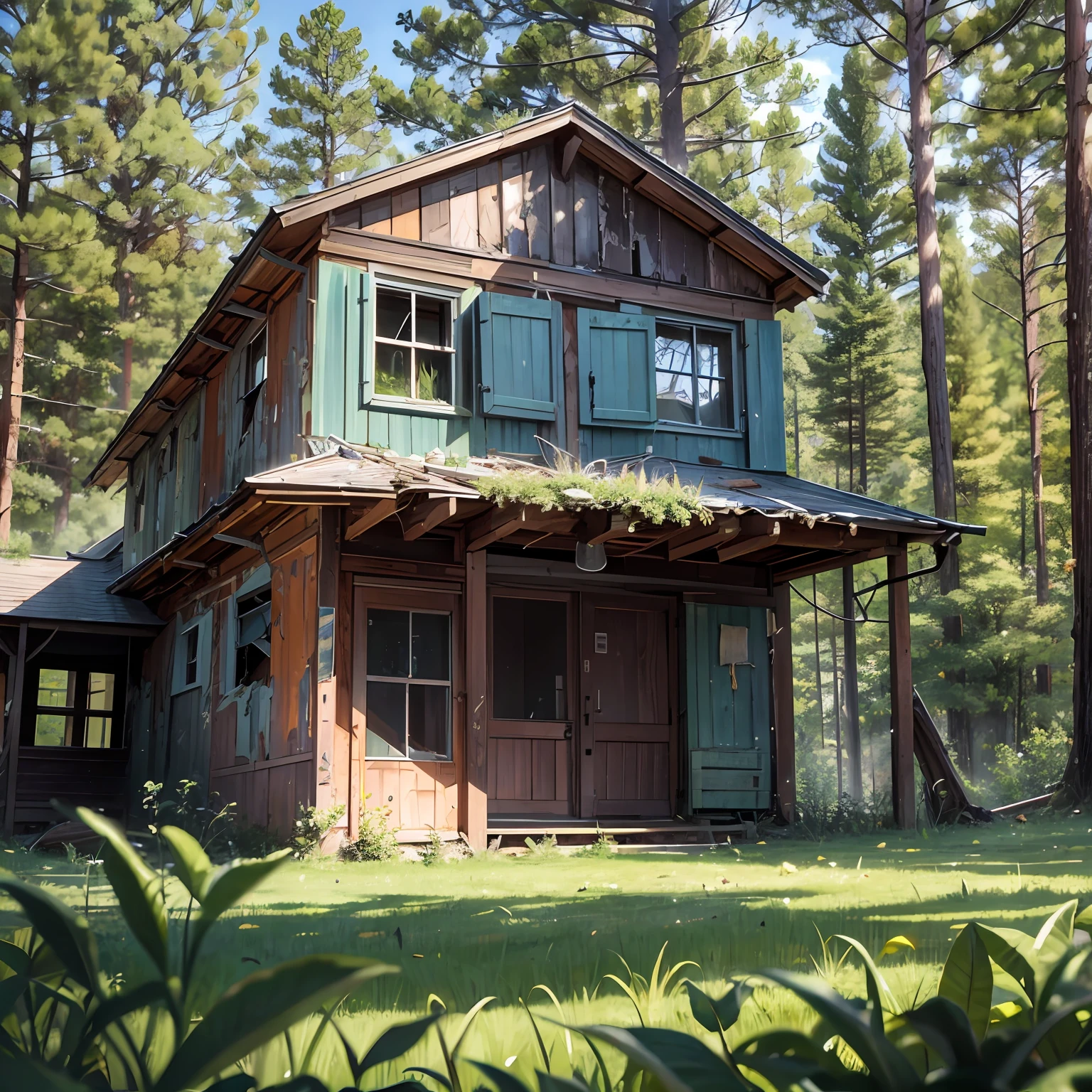 old abandoned house in the forest, UHD, high details, best quality, highres, 8k