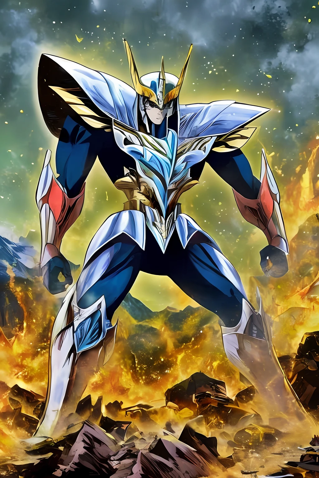 ((AlKaiser de sopro de fogo 3)), punching and shattering a mountain