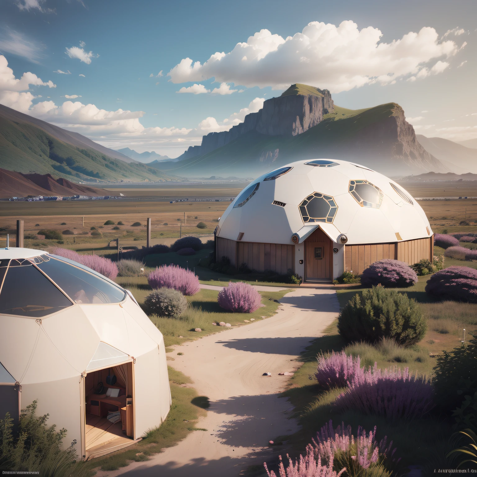 Mountain area at the foot of the sea, Undergrowth zone, Arquitetura futurista, construction of various igloos, Glamping, domos,Arquitetura futurista, Bioclimatic Architecture, Iglos brancos, white domes, tendas, Campismo, solar panels. tendas zen sobre plataformas de madeira em estacas no terreno, wooden walkways between the igloos, Arquitetura Deslumbrante, renderizado, Ultra HD 3d hiper-realismo, muito detalhe, obra-prima, mais alta qualidade, detalhe intrincado, melhor textura, realista, 8k, luz suave, sombra perfeita,
celestial, , Sleeping capsule, Ubobadadas , e de realidade virtual