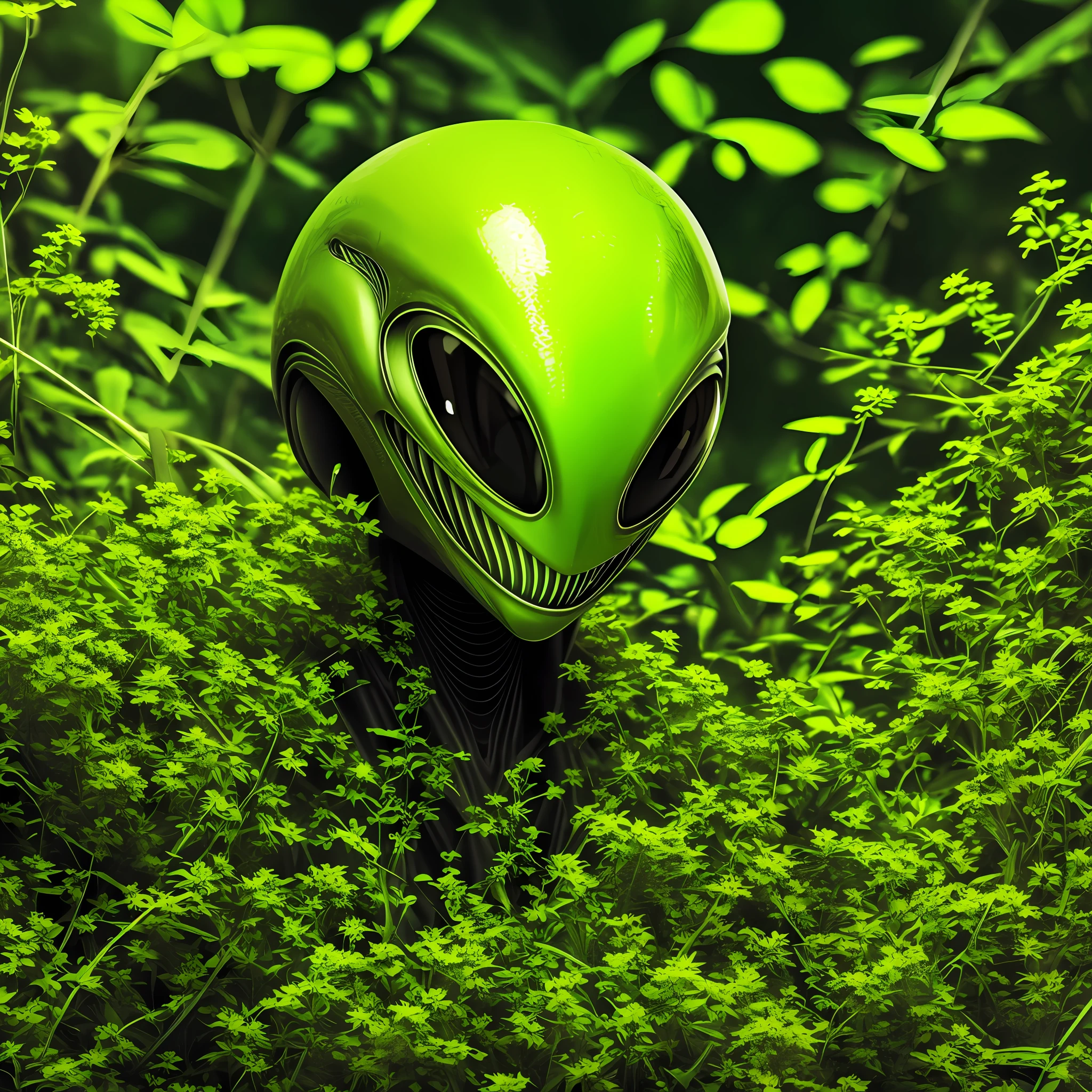 Alien in detailed resolution of 8k blooming green --auto