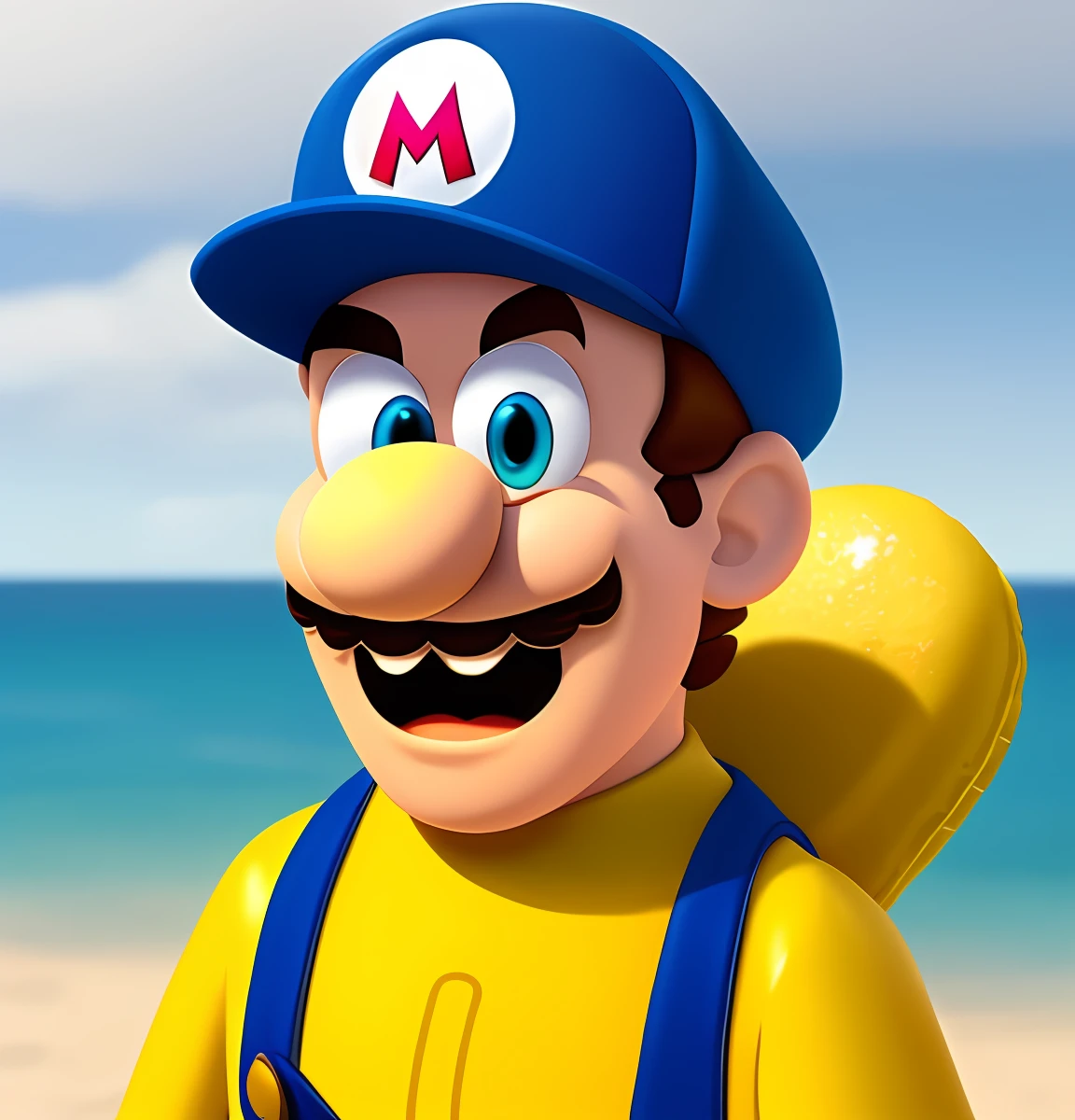 SpongeBob merging with Super Mario Bros, realistic