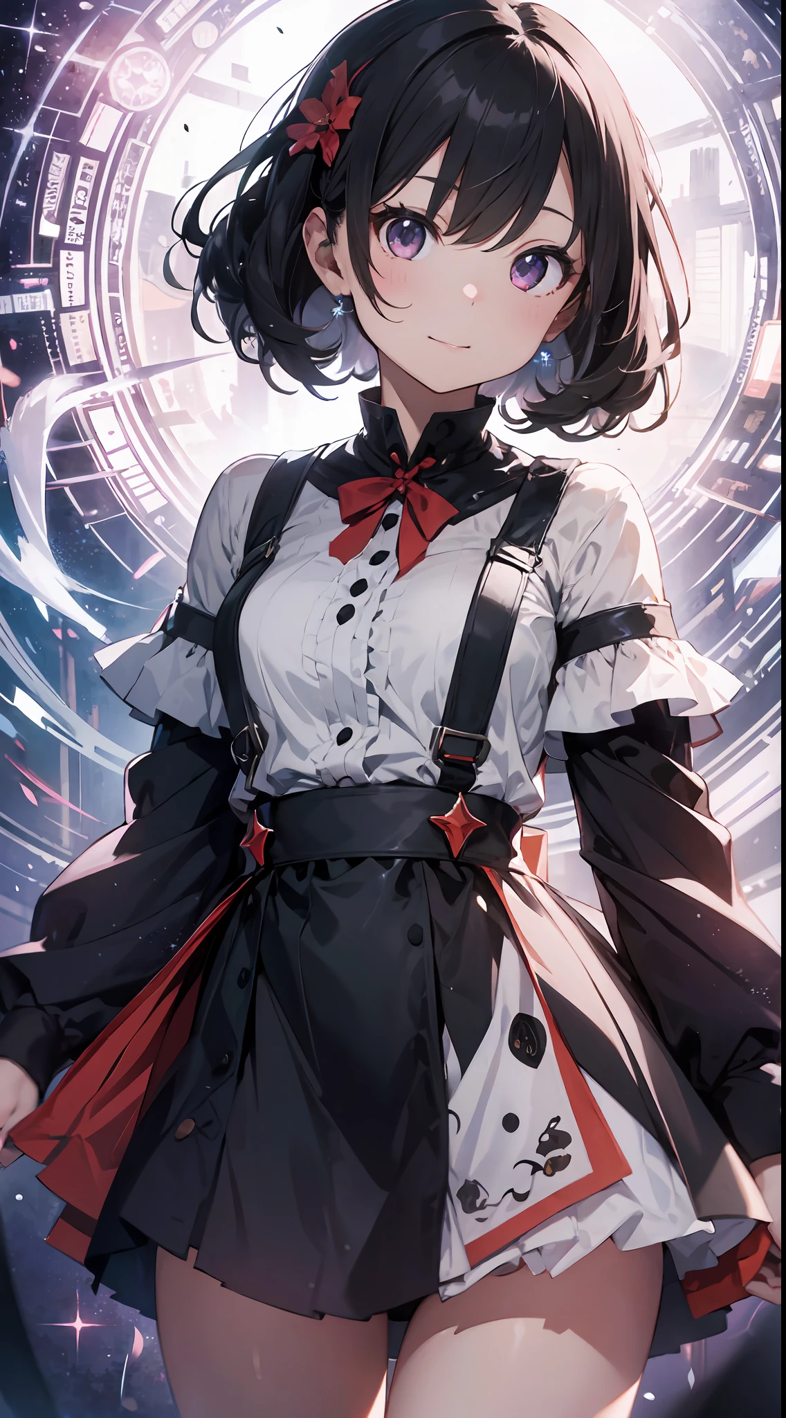 (Master masterpiece、最好质量、highestres、offcial art、Beautifully Aesthetic:1.2)、(Master masterpiece、最好质量、最好质量、offcial art、Beautifully Aesthetic:1.2)、(Master masterpiece、最好质量、最好质量、offcial art、Beautifully Aesthetic:1.2)、(1girl in:1.3)、Very Details、(Fractal Art:1.3)、colourfull、highestdetailed、「Isekai Magical Girl」This work of art entitled、At first glance, an ordinary junior high school girl、In fact, it tells the story of being reincarnated as the strongest wizard in another world.。au、Features a black short bob and big eyes。 however、In another world she is known as a magical girl with overwhelming magical powers.。

In the center of the image stands a girl。She smiles with a confident expression、Magic wand on the right、In the left hand is a shining magic circle。A magic circle that glows purple in color is deployed.、Magic shouts and chanting letters swirl randomly。The character is、With its own symbols like hieroglyphs、Glowing every time she casts magic。

The girl's face is、Their eyes and hair、skin texture, etc.、Detailed drawings。His gaze is powerful、And somewhere enigmatic。It has no impact.、Attracts observers。

This work is、Higher resolution、The emotions are also realistically depicted in detail.。Therefore、Mysterious changes in the texture and expression of her skin、Intricate design of magic circles, etc.、Pleases the eye of the beholder。pure、Portraits based on human anatomy are、It emphasizes her humanity and presence along with a sense of realism。

This is exactly what、It is the best masterpiece that perfectly embodies the world of magical girls in another world。Her charm and strength、And put that beauty into one image、This work has a visual impact and storytelling.、It brilliantly expresses the theme of exploring the beauty and charm of magical girls to stimulate romantic feelings in men。

This is、Not only visually appealing works、It is a work that further enriches the visual experience by drawing a story.。 」We are thinking about the theme to the fullest。The images are very rea