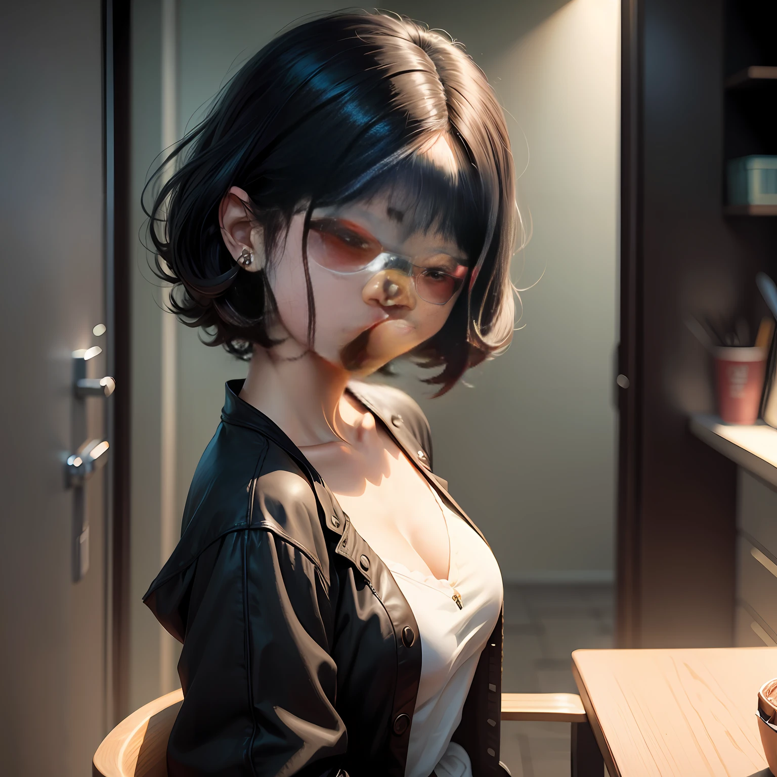anime com cabelo preto e franja curta na metade da testa, em estilo anime, feito com anime painter studio, anime moe artstyle, sombreamento estilo anime plano, pintado em anime painter studio, retrato estilo anime, personagem estilo anime, Retrato de uma garota de anime, estilo anime. 8k, em estilo anime, uma garota de anime, retrato da menina bonito,cabelo curto,menina bonite,imagem hd --auto