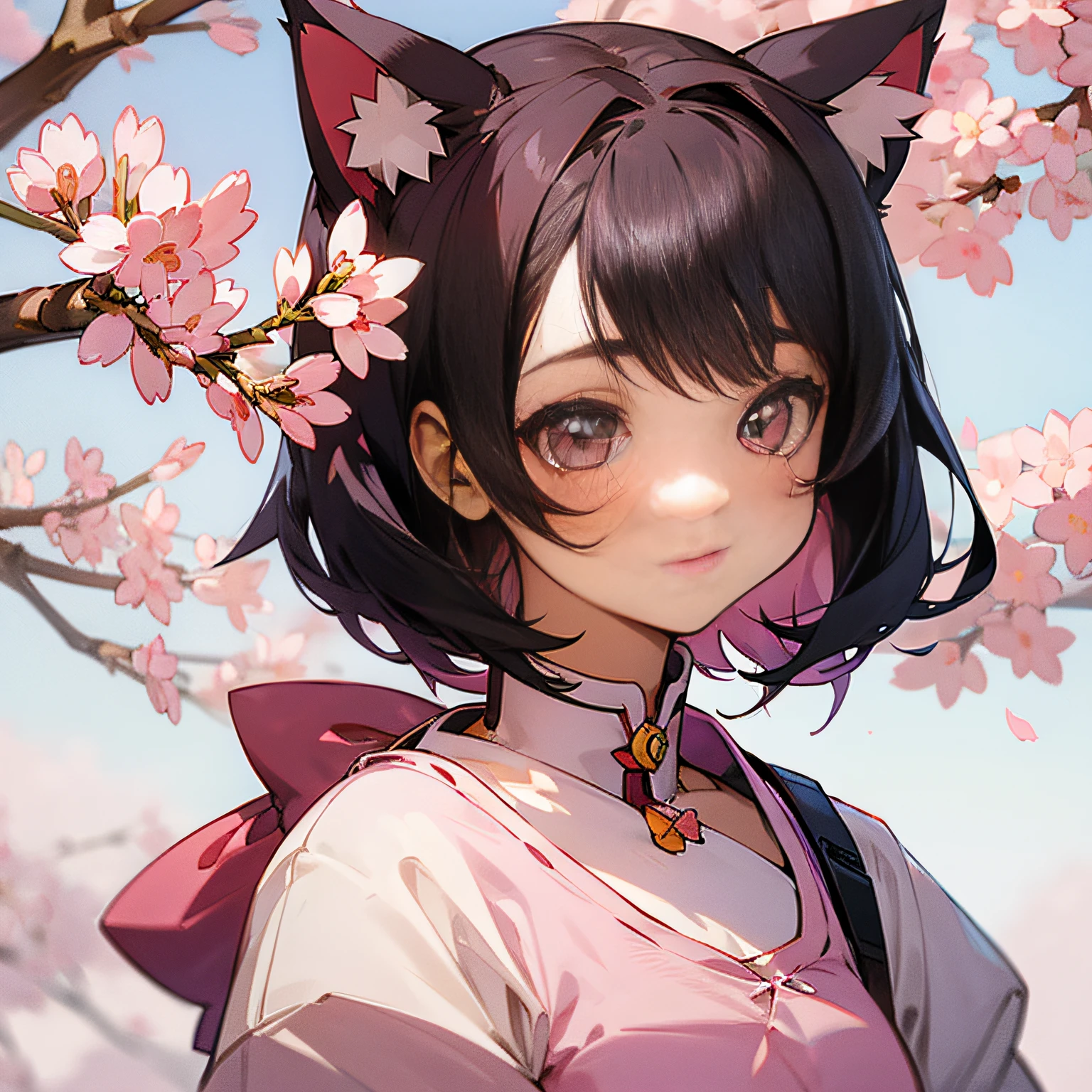 ((cute girl:1.2),(sakura style:1.1),(cat ears:1.2),(black hair)) --auto