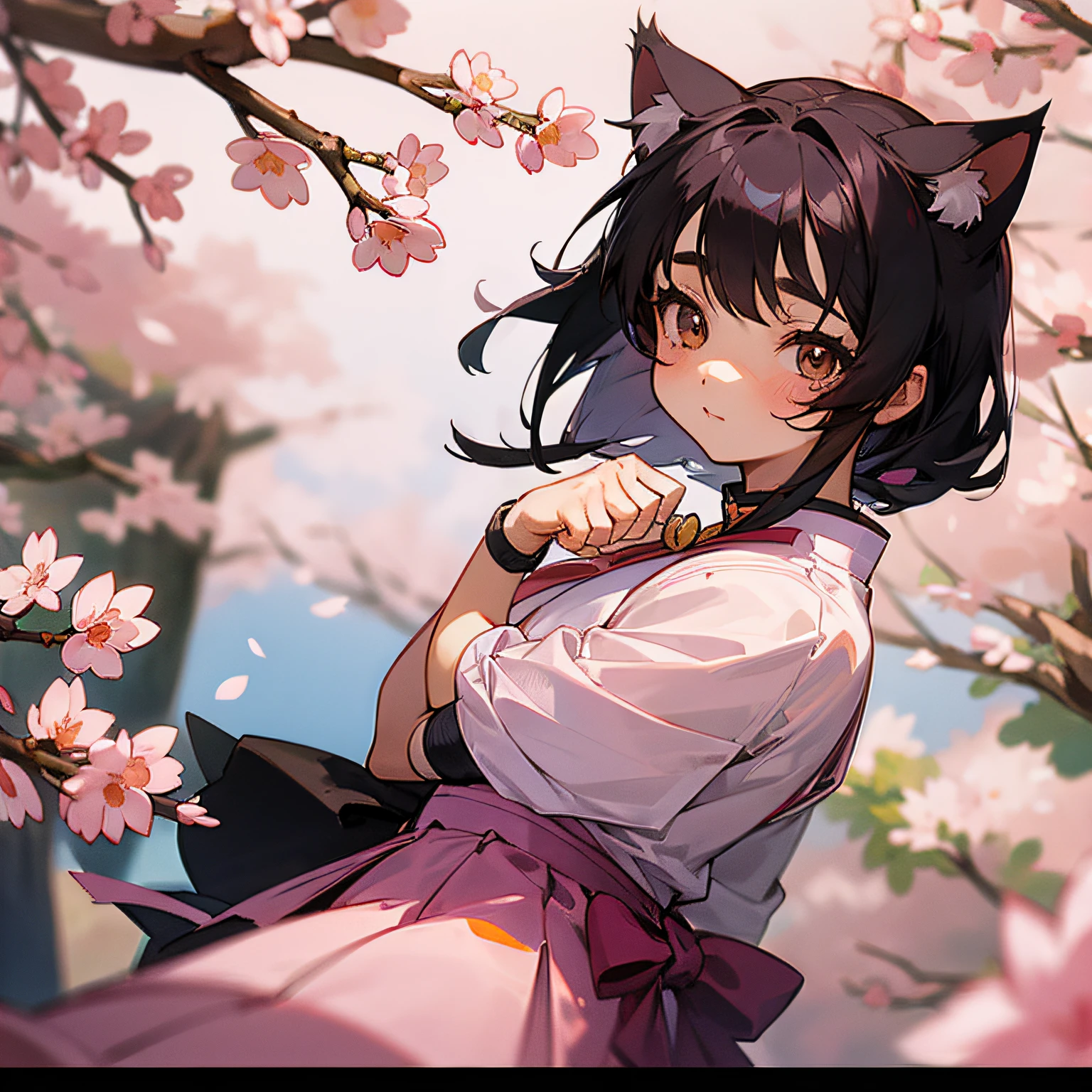 ((cute girl:1.2),(sakura style:1.1),(cat ears:1.2),(black hair)) --auto