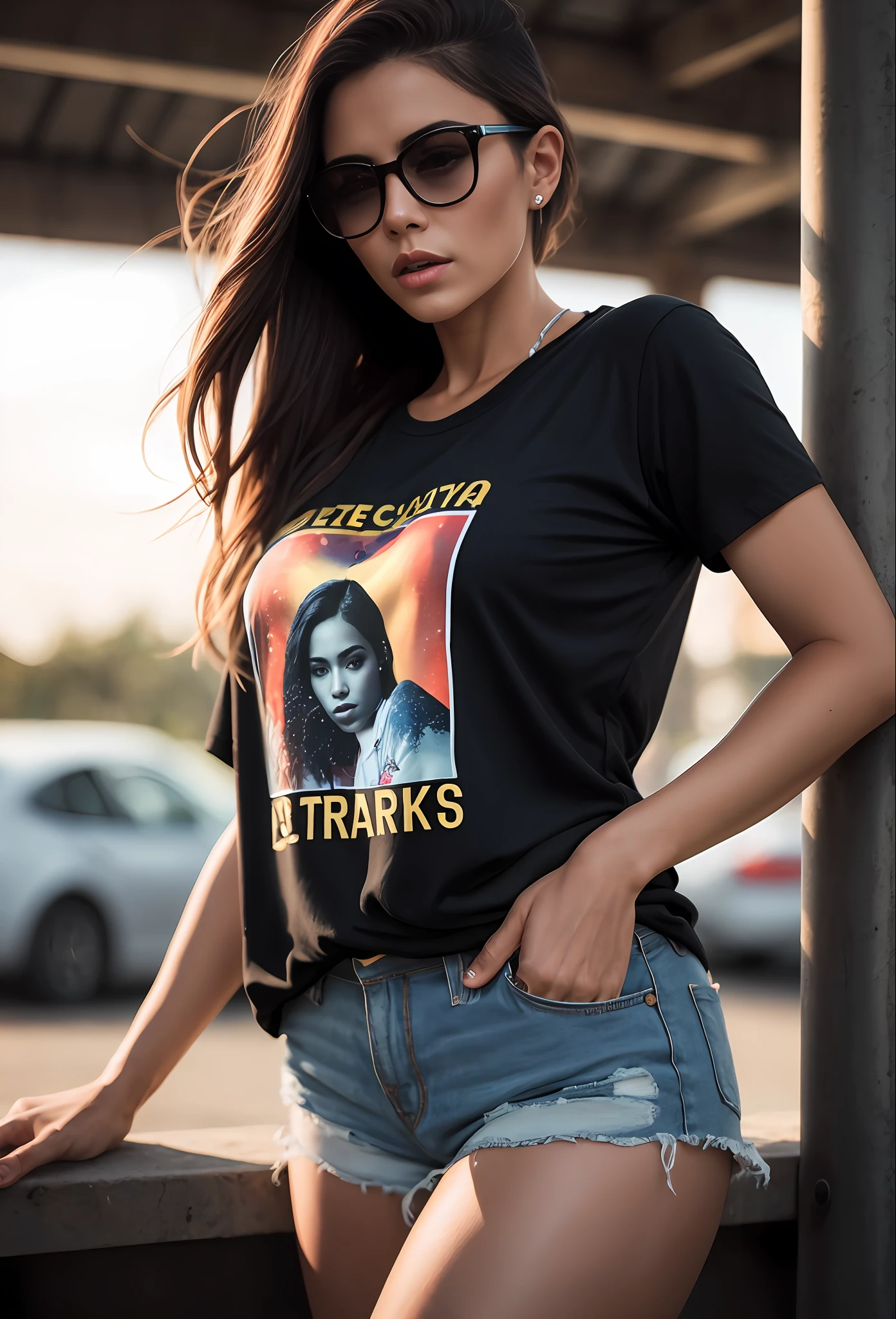 ((linda mulher de pele clara)), (cabelo (((liso))) stuck in the braid), ((magro, pequeno)), em traje basico ((Camiseta (Camiseta) camiseta inteira lisa)) (shorts apertado) (coxas a mostra) fotografiarrealista, fotografia, obra-prima, realista, Realismo, renderizado, Alto contraste, digital art photographyrealistic trend in Artstation 8k HD high definition detailed realistic, detalhado, textura da pele, hiper detalhado, Textura realista da pele, armadura, melhor qualidade, ultra high-resolution, (fotografiarrealista: 1.4), alta resolução, detalhado, fotografia crua, sharp re, by Lee Jeffries Nikon D850 Film Stock Photography 4 Kodak Portra 400 Camera Lens F1.6 rich colors realistic texture hyper realistic dramatic lighting unrealengine trending on artstation cinestill 800, ....RAW