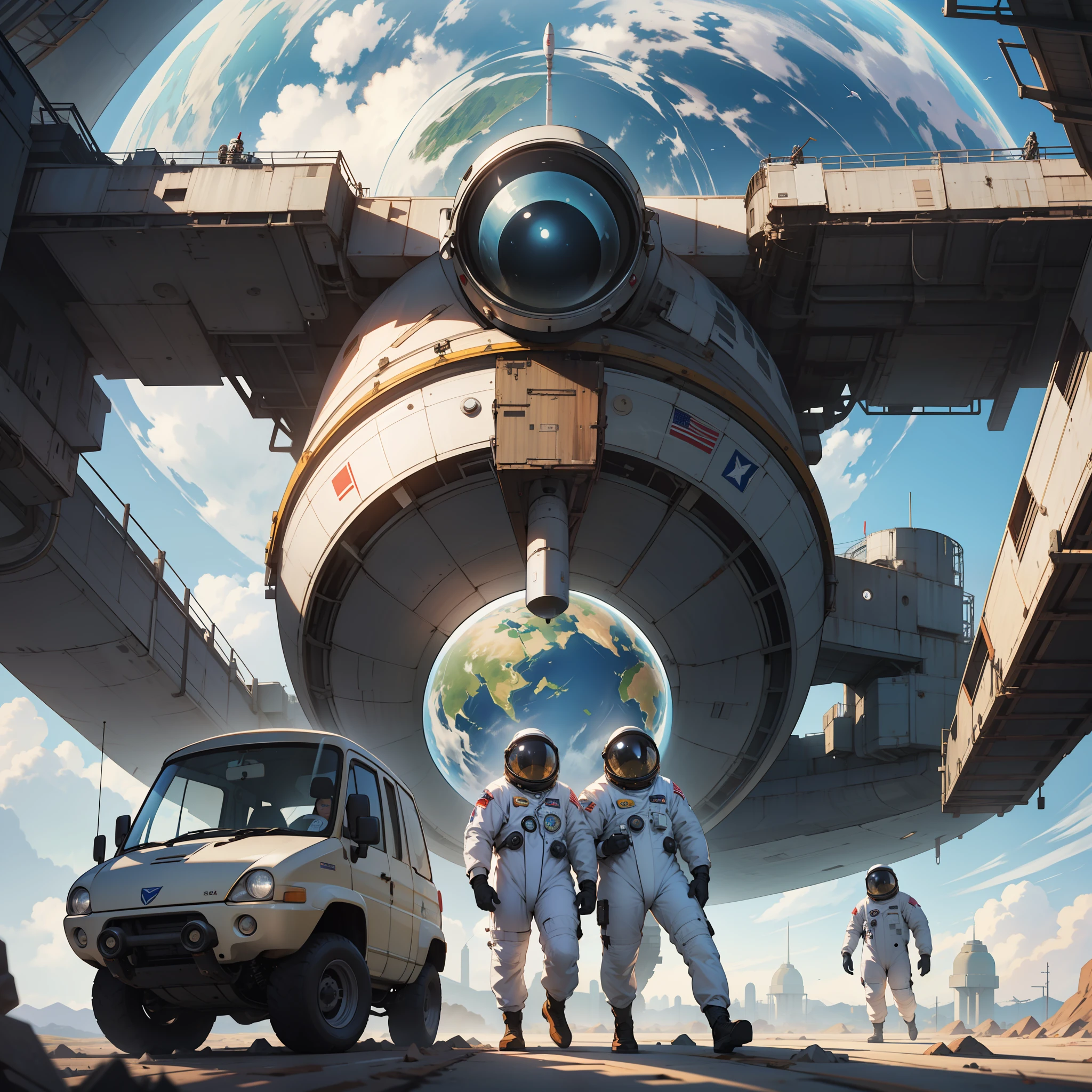 A 1960s World's Fair for Astronauts and Rockets, Arte digital, tendencias en Artstation