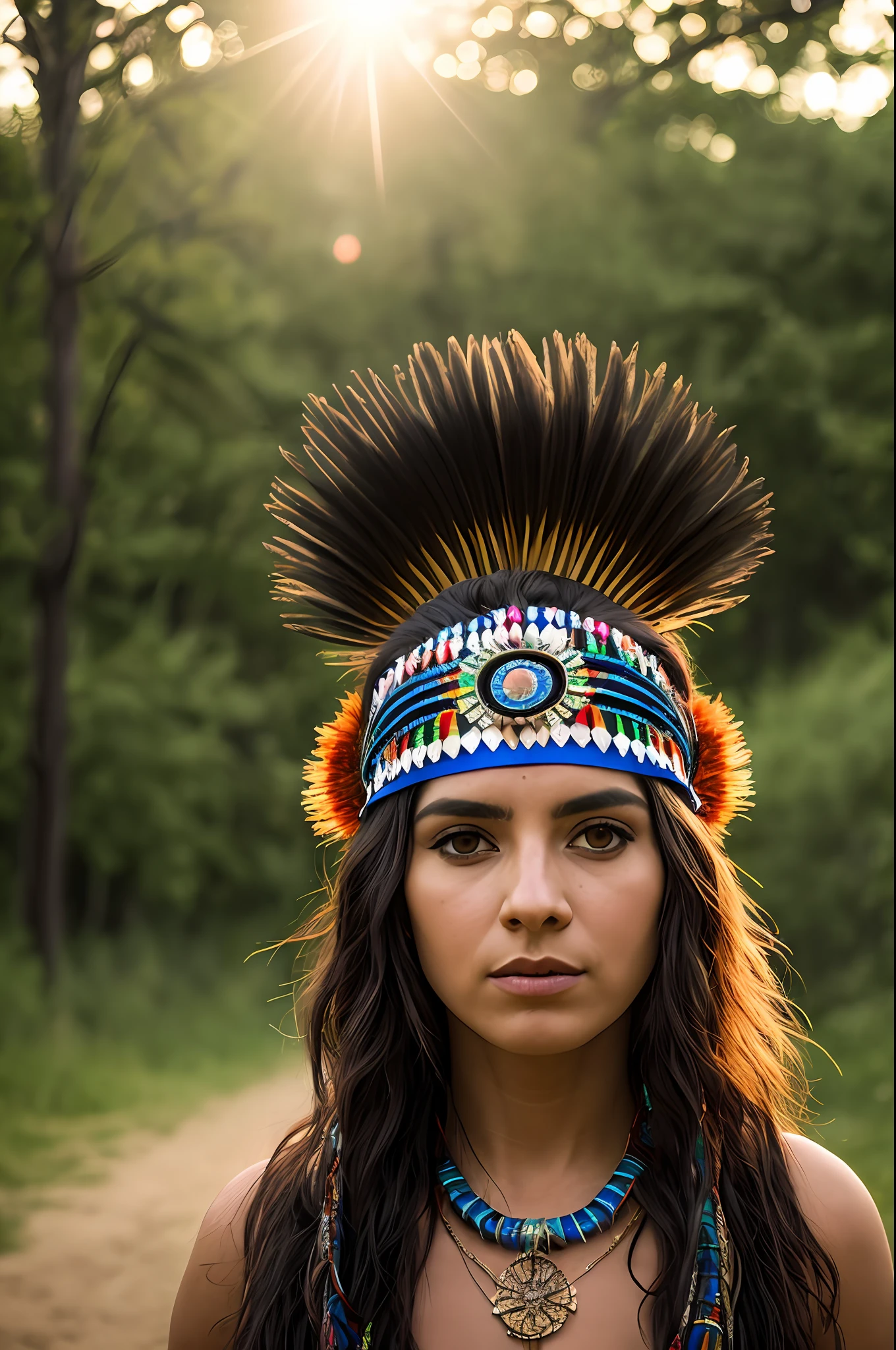 (obra-prima)+, (melhor qualidade)+, (detalhe intrincado)+, (rosto detalhado)+, (female Comanche shaman in trance)++, profundidade de campo, bokeh, lens flare, Camera artifacts, desfoque de movimento, velocidade lenta do obturador, filme ainda, epic theme, HD