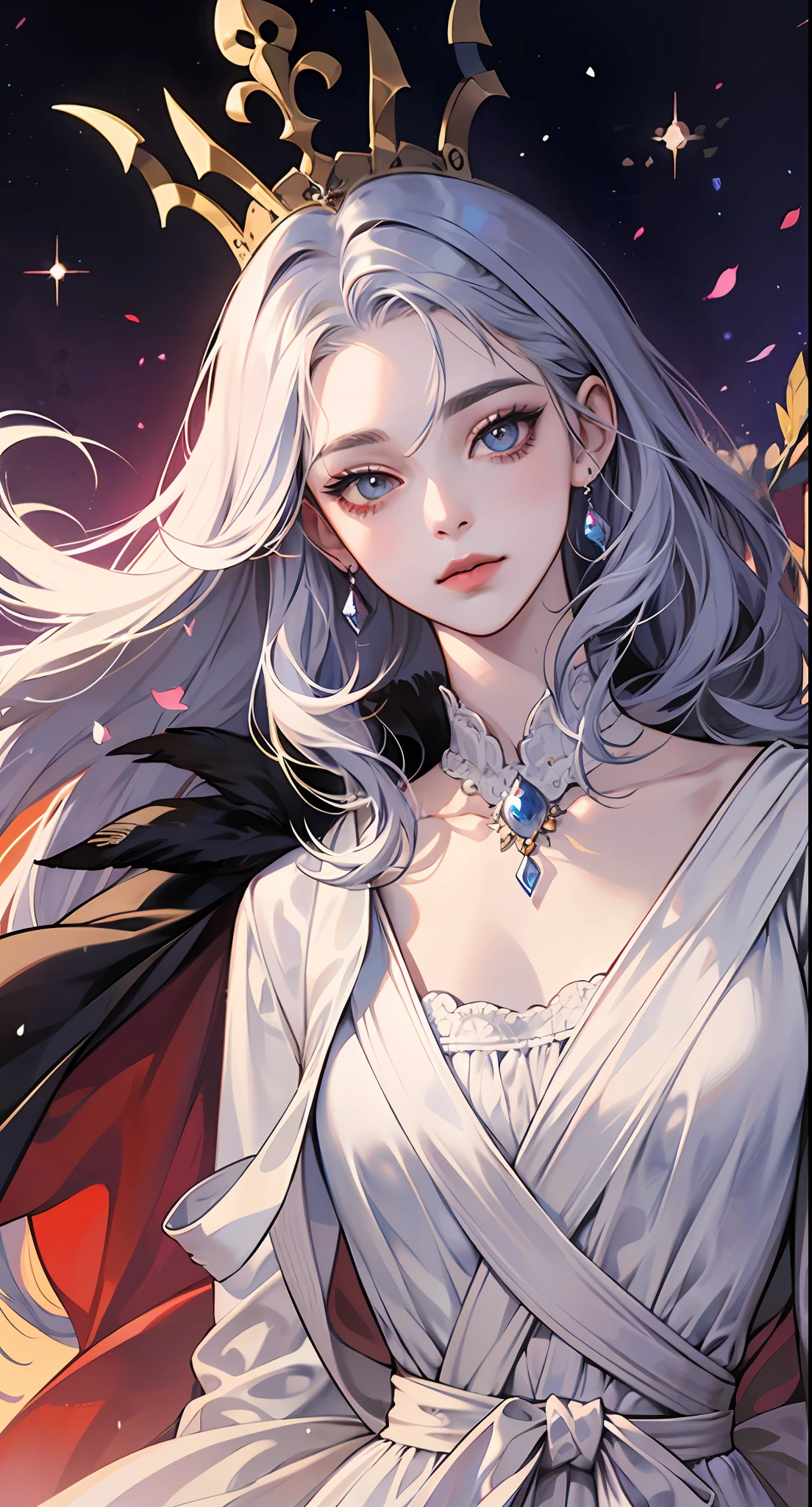 uma mulher com longos cabelos e borboletas no rosto, ((uma bela imperatriz fantasia)), delicate androgynous prince, com olhos vermelhos brilhantes, com olhos vermelhos brilhantes, Beautiful androgynous prince, Yandere intrincado, his eyes are bleeding intense, Com Olhos Brilhantes, visual anime de uma bonito, rainha vampira bonita, No estilo de arte Bowater, lineart, para colorir preto e branco. --auto