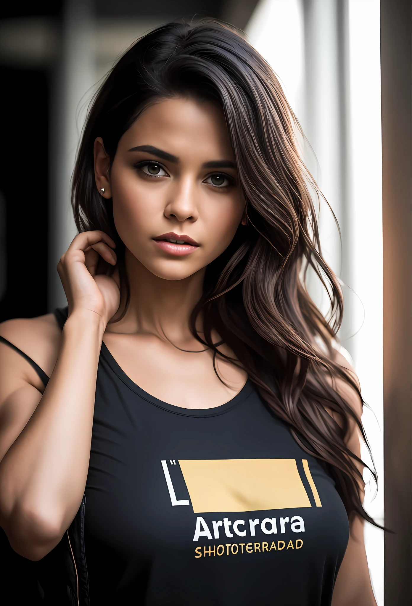 ((linda mulher de pele clara)), (cabelo (((liso))) stuck in the braid), ((magro, pequeno)), em traje basico ((Camiseta (Camiseta) camiseta inteira lisa)) (shorts apertado) (coxas a mostra) fotografiarrealista, fotografia, obra-prima, realista, Realismo, renderizado, Alto contraste, digital art photographyrealistic trend in Artstation 8k HD high definition detailed realistic, detalhado, textura da pele, hiper detalhado, Textura realista da pele, armadura, melhor qualidade, ultra high-resolution, (fotografiarrealista: 1.4), alta resolução, detalhado, fotografia crua, sharp re, by Lee Jeffries Nikon D850 Film Stock Photography 4 Kodak Portra 400 Camera Lens F1.6 rich colors realistic texture hyper realistic dramatic lighting unrealengine trending on artstation cinestill 800, .....RAW