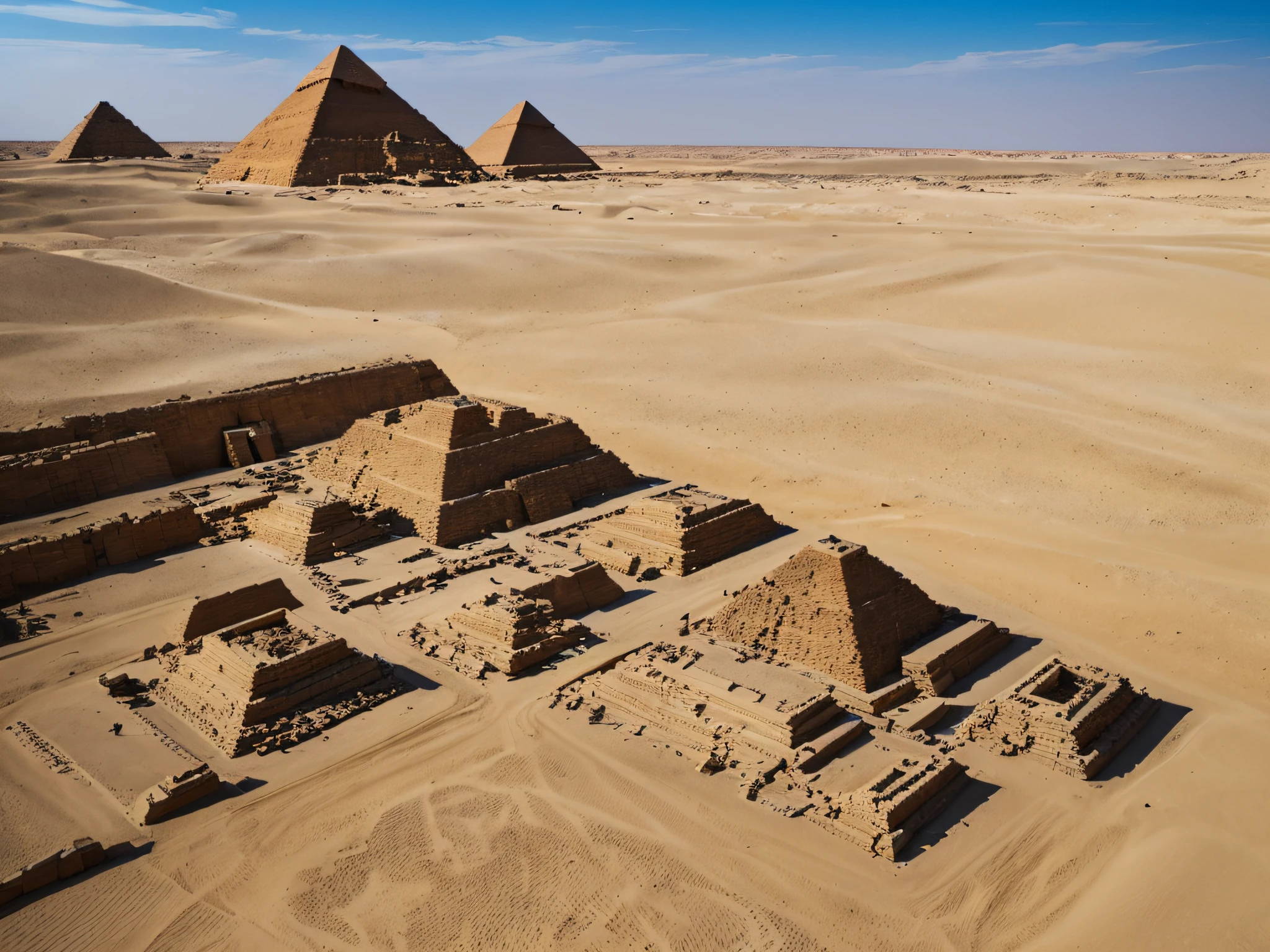 Capture the grandeur and mystique of the Egyptian pyramids with the Nikon D850 and the Nikkor 24-70mm f/2.8E ED VR lens. Position yourself at a strategic vantage point to capture the magnitude of these ancient structures. Experiment with different angles and perspectives to showcase the intricate details and the impressive scale of the pyramids. Use natural lighting to illuminate the golden sandstone and bring out the textures and patterns of the ancient stones. Pay attention to the surrounding landscape, including the vast desert and the clear blue sky, to provide context and create a sense of awe. This image will transport viewers to a time of ancient civilization and inspire a sense of wonder at the architectural marvels of the Egyptian pyramids.