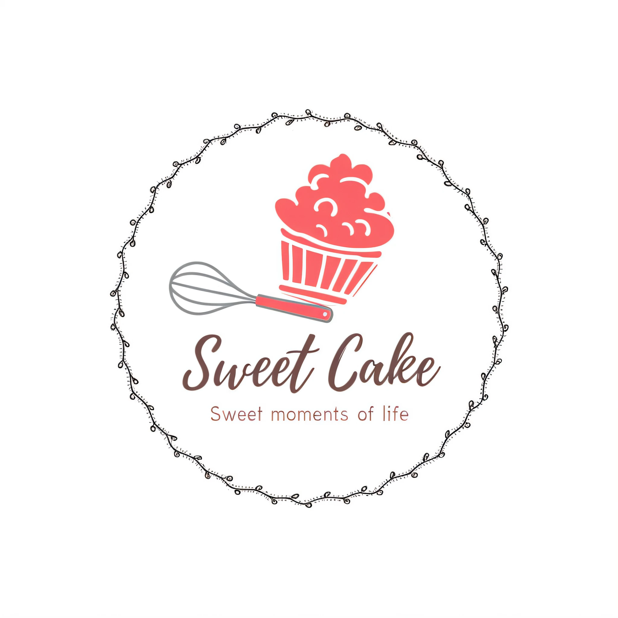 a close up of a cupcake with a whisk in the middle of it, sweet, cupcake, cute bakery shop, bakery, logo design, cake, sweets, minimalistic logo, clean logo design, logo, logo, simple logo, logo concept design, baking artwork, cake in hand, professional logo design, minimalist logo vector art, cakes, sweet home