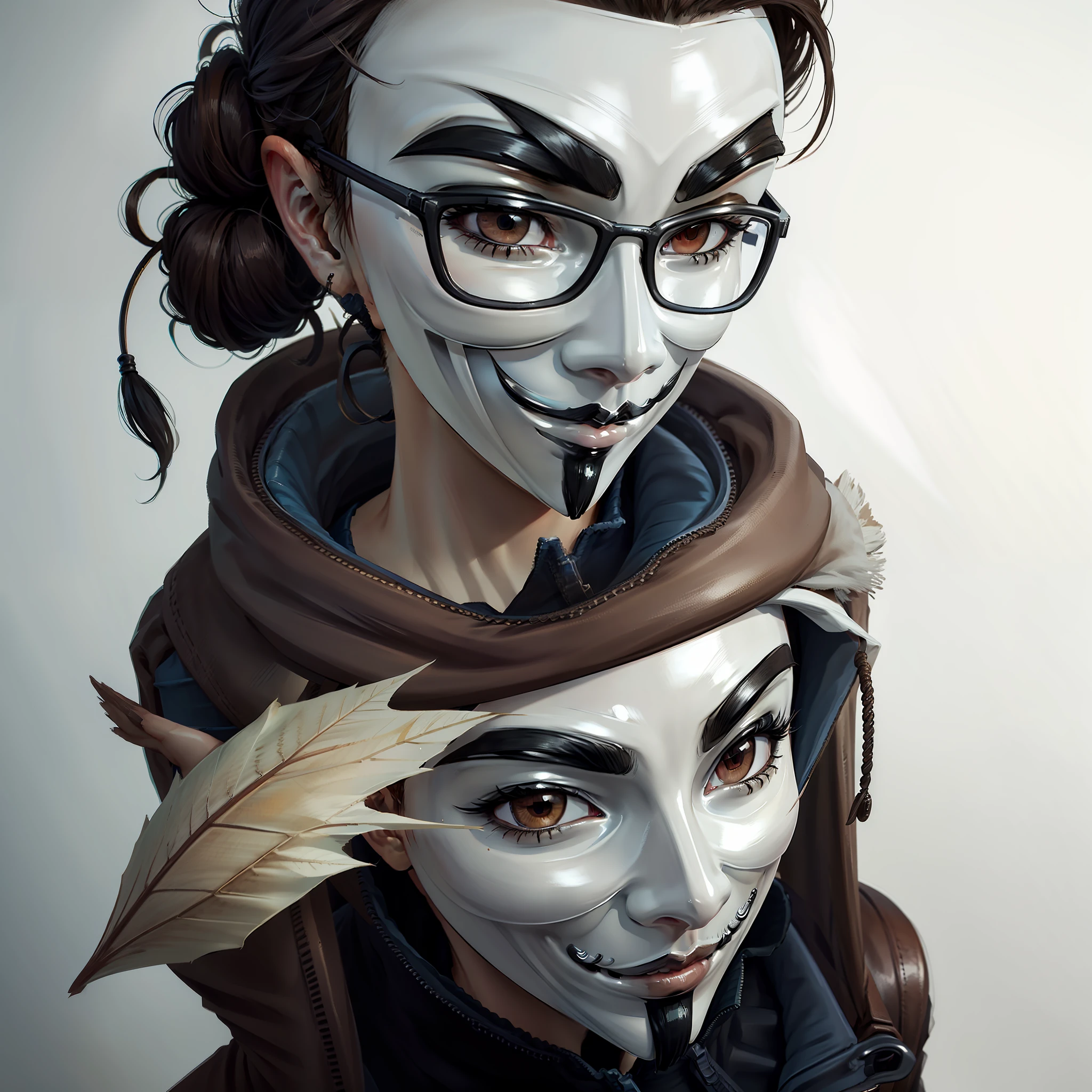 1man wearing a white mask, 4k portrait