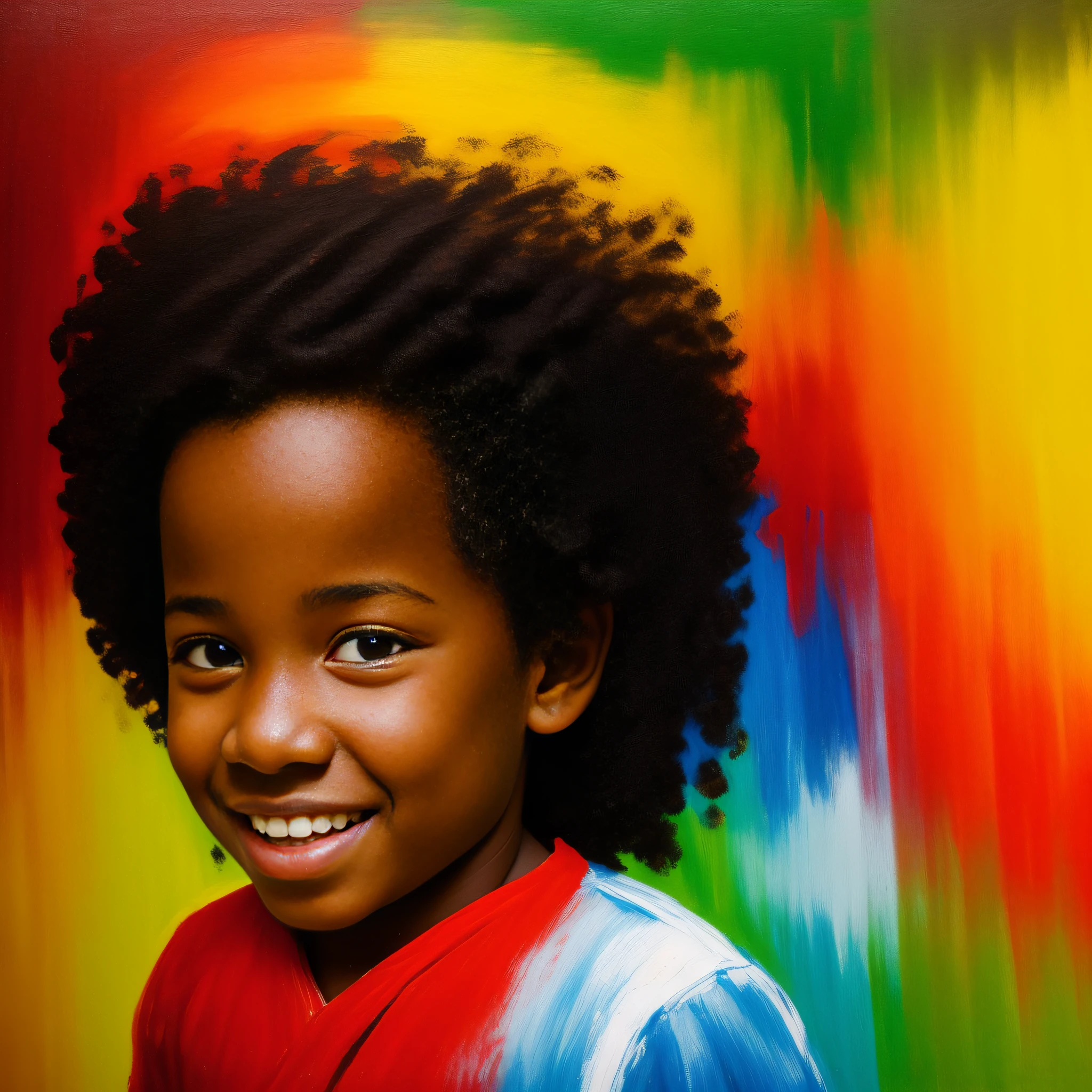 Pintar um negro travesso, 8 anos, sorridente, em sala de aula, lambendo pirulito, cap turned backwards. Painting not style: "impressionismo", cores em 8K. Pinte com cores vibrantes e bem definidas, but in a way that the character is easily recognized and revealing the perfection of the character's facial expression.