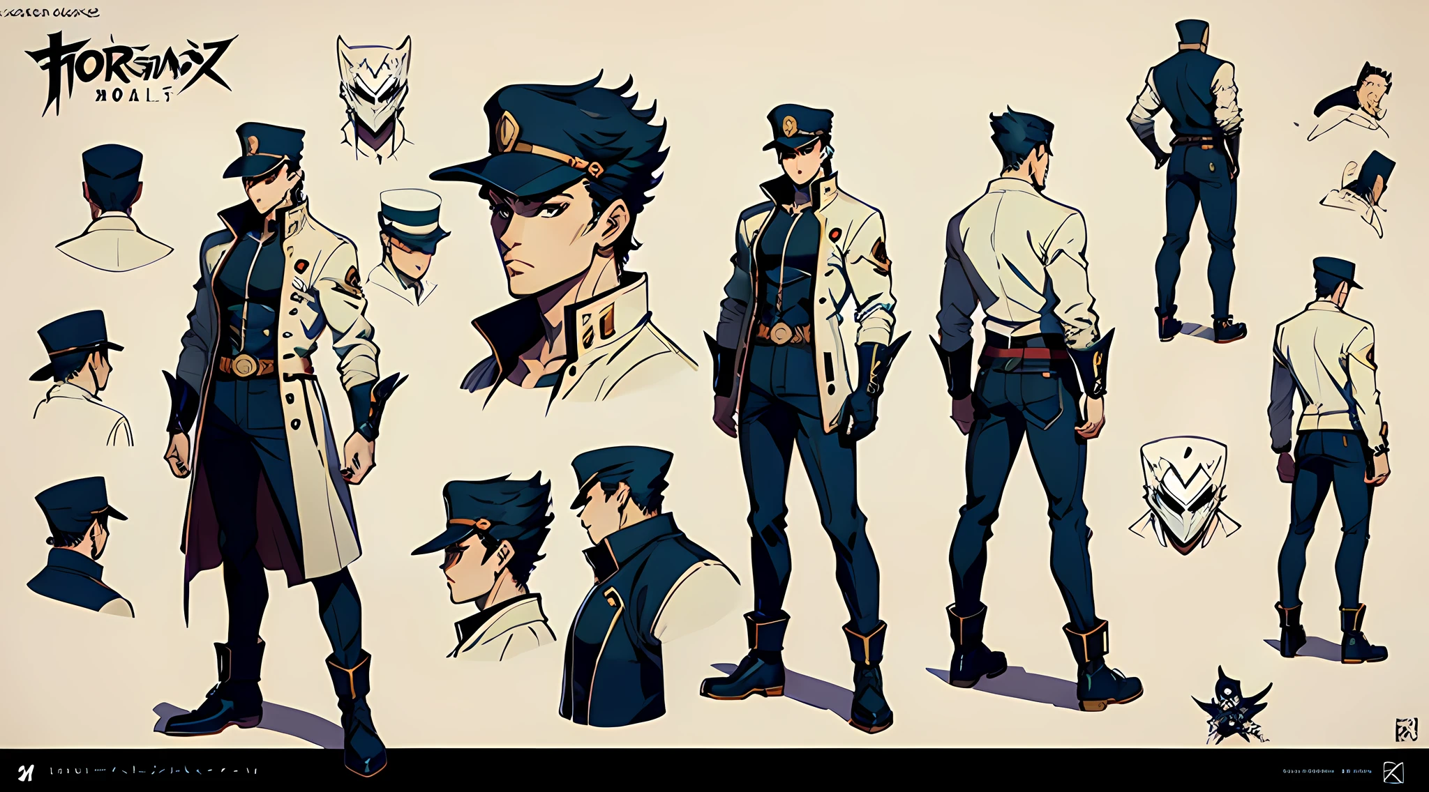 (Concept art character design, super detailed, best quality), 1boy, Anime style, [anti-venom:1.3+jotaro].