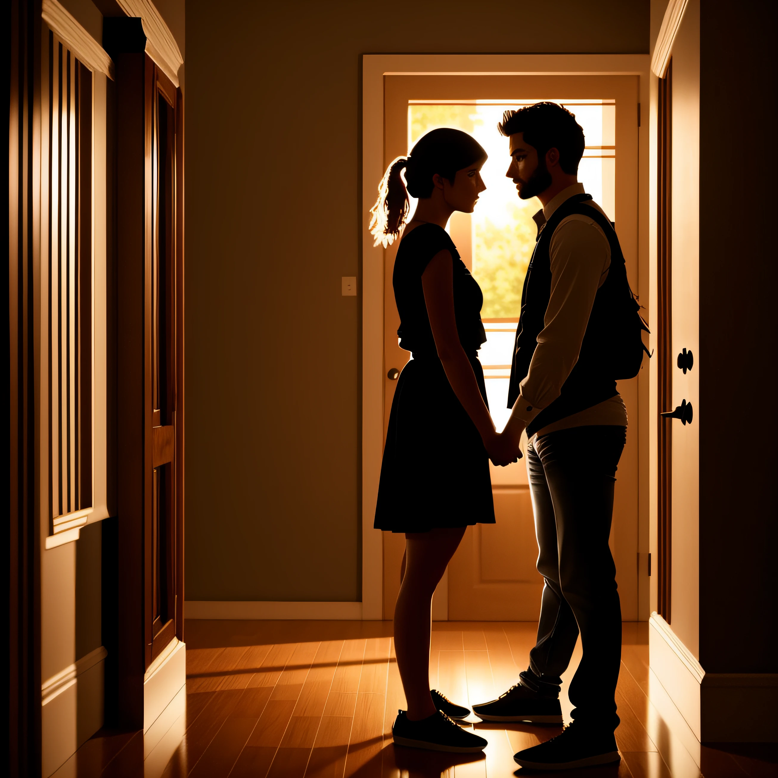 couple breaking up, realistic, sad, full hd, 8k, detailed, cinematic light --auto