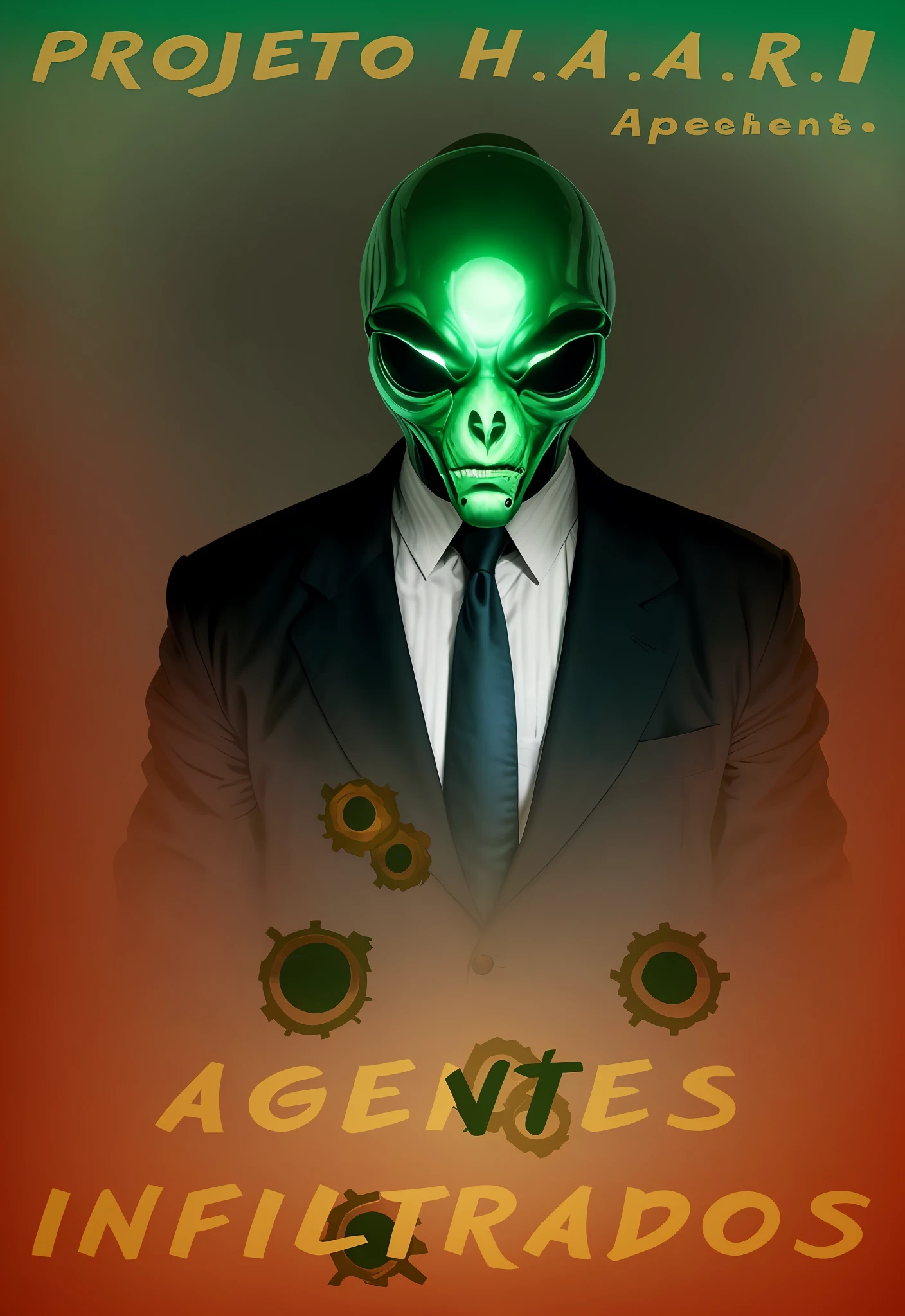 A closeup of a person in a suit with a green alien face, Extraterrestres, agentes secretos, alien skulls, Foto do perfil, foto do perfil, grey aliens, ufo aliens, Agentes do filme Matrix.