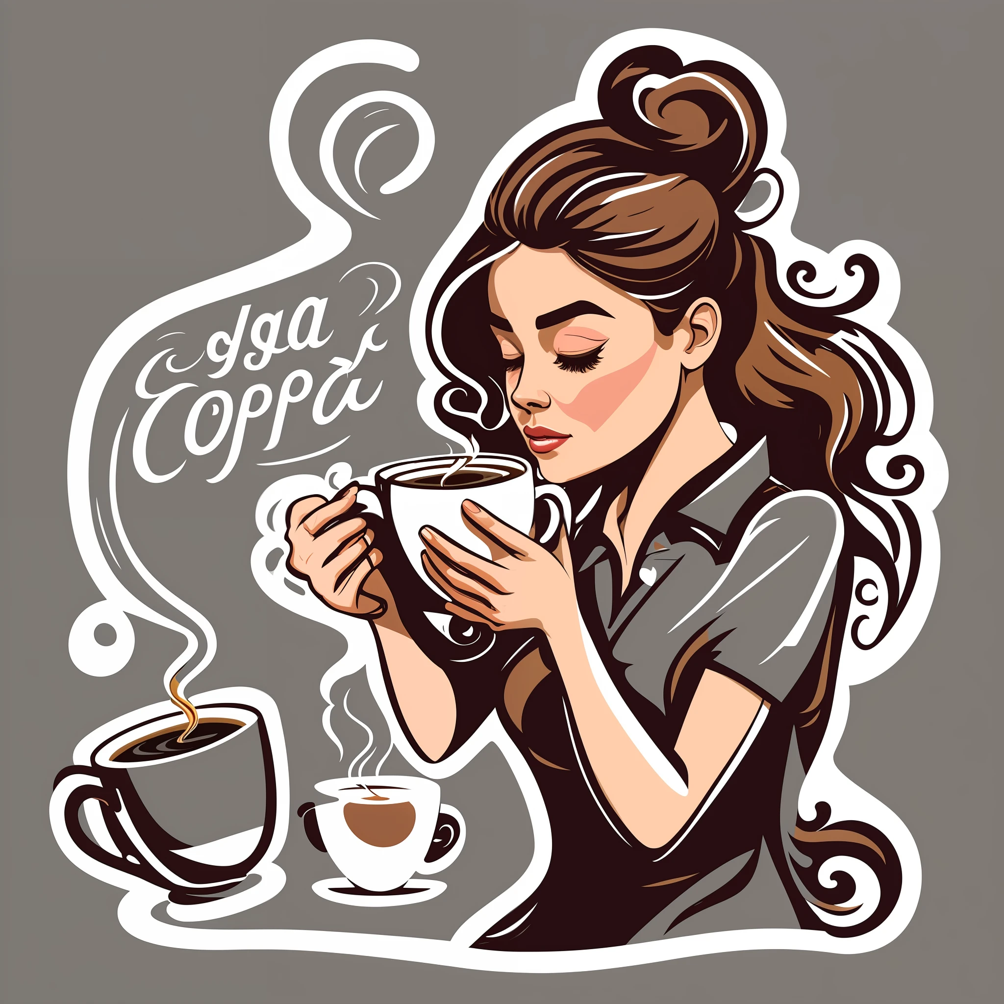 woman pouring coffee into a cup with a spoon, drinking a cup of coffee, drinking a coffee, drinking coffee, coffee smell, is ((drinking a cup of tea)), drink more coffee, woman drinking coffee, fat woman, drinking tea, next to a cup, upset the coffee does not work, pouring, with a cup of hot chocolate, huge cup of coffee