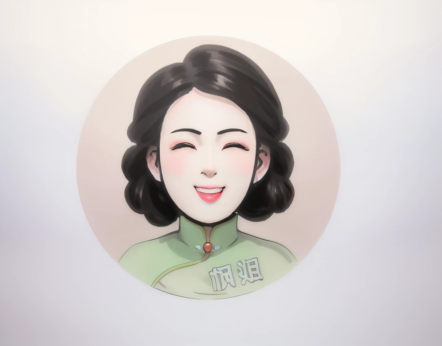 Cartoon close-up of a smiling woman, Chiba Yuda, Middle metaverse, inspired by Chen Daofu, Chinese woman, with round face, round portruding chin, inspired by Yao Tingmei, Wang Chen, qiangshu, Smiling woman, Chinese
