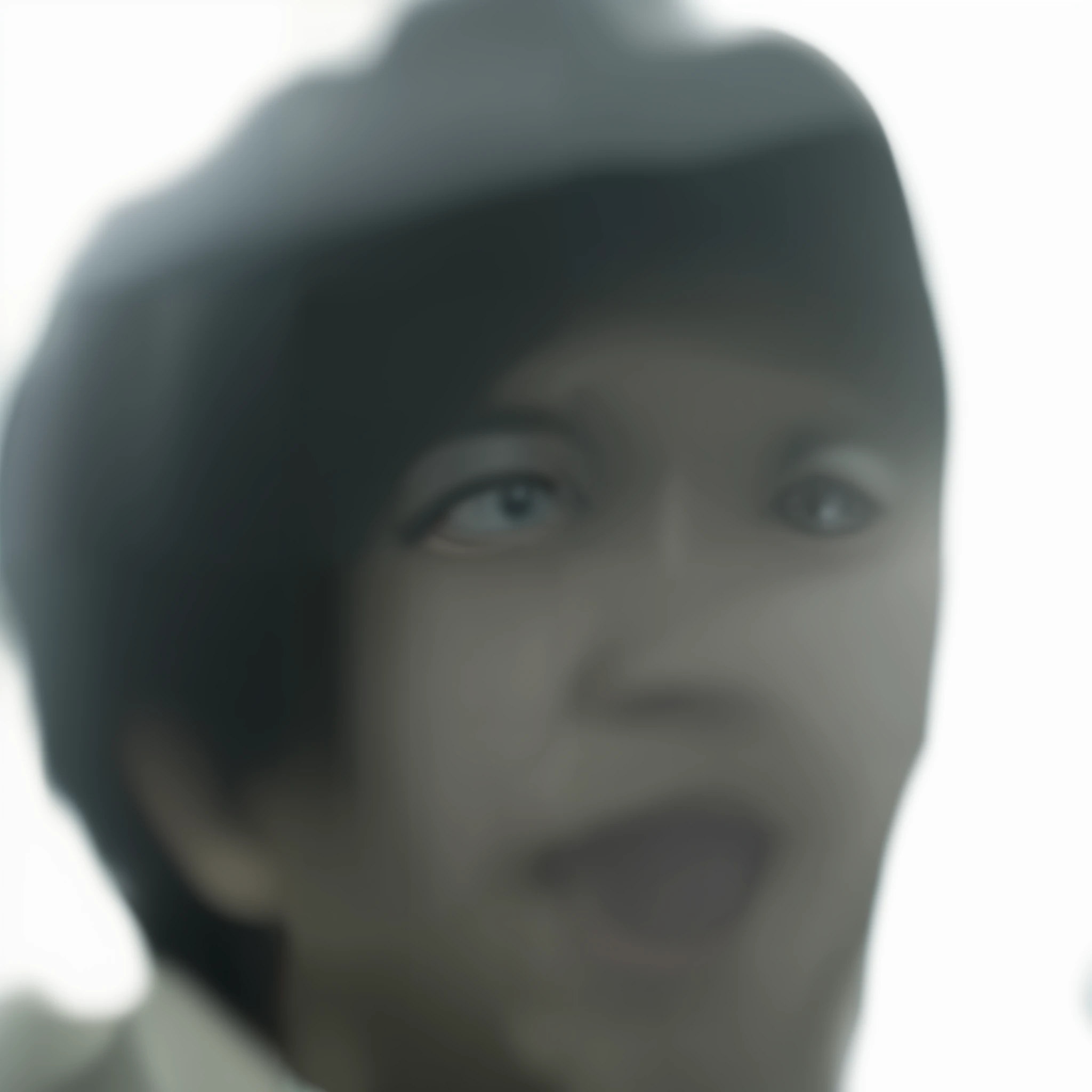 A cartoon avatar of a man,Blurred face,High noise images,Grainy is intense,Black and white style,Slow shutter speed,The visual effect fades to blur。