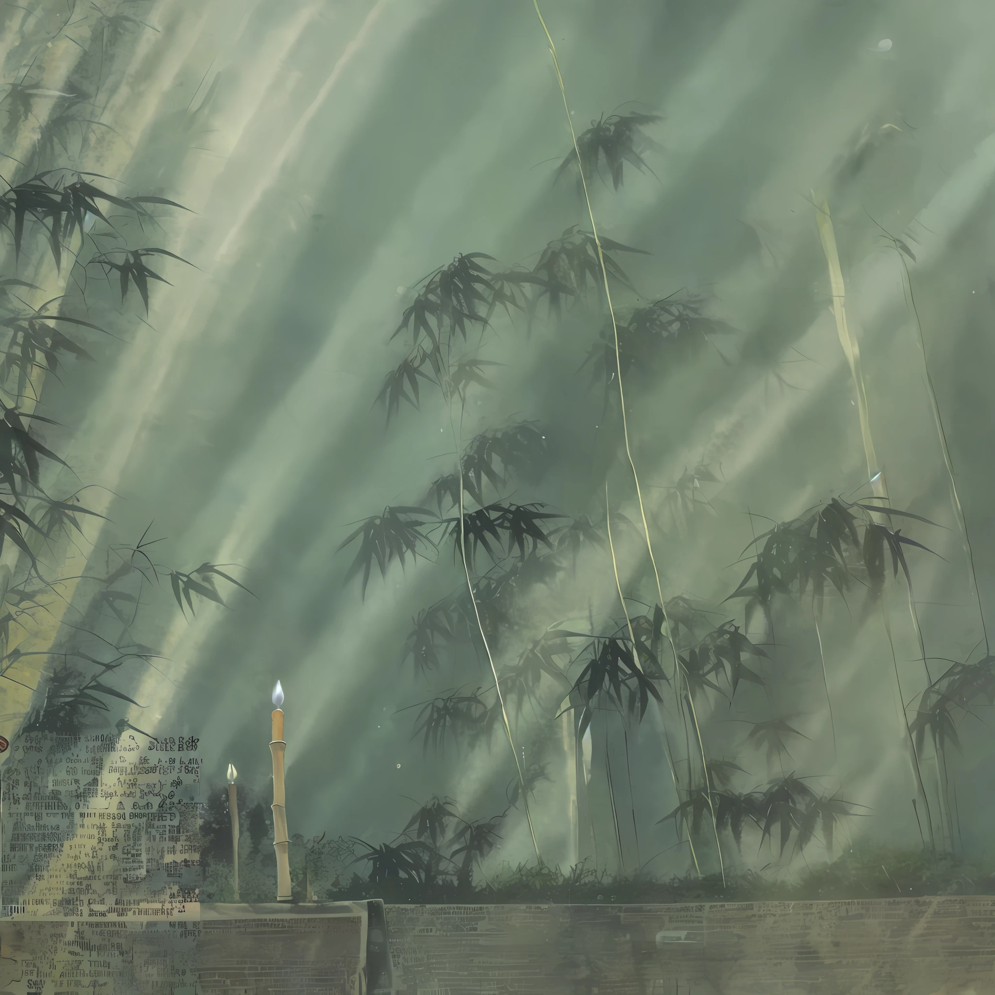 bamboo forrest,Ancient city walls,the night,rays of moonlight,waxy candles