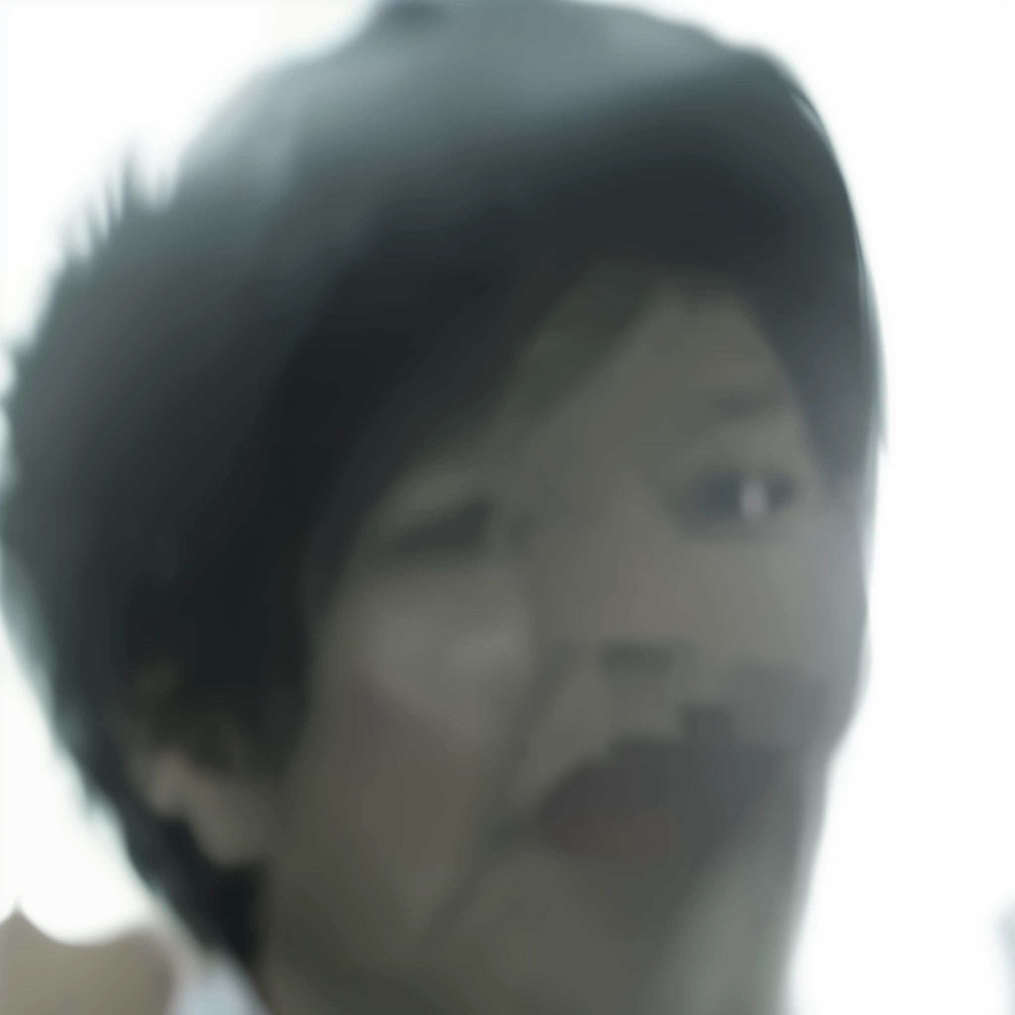 A cartoon avatar of a man,Blurred face,High noise images,Grainy is intense,Black and white style,Slow shutter speed,The visual effect fades to blur。