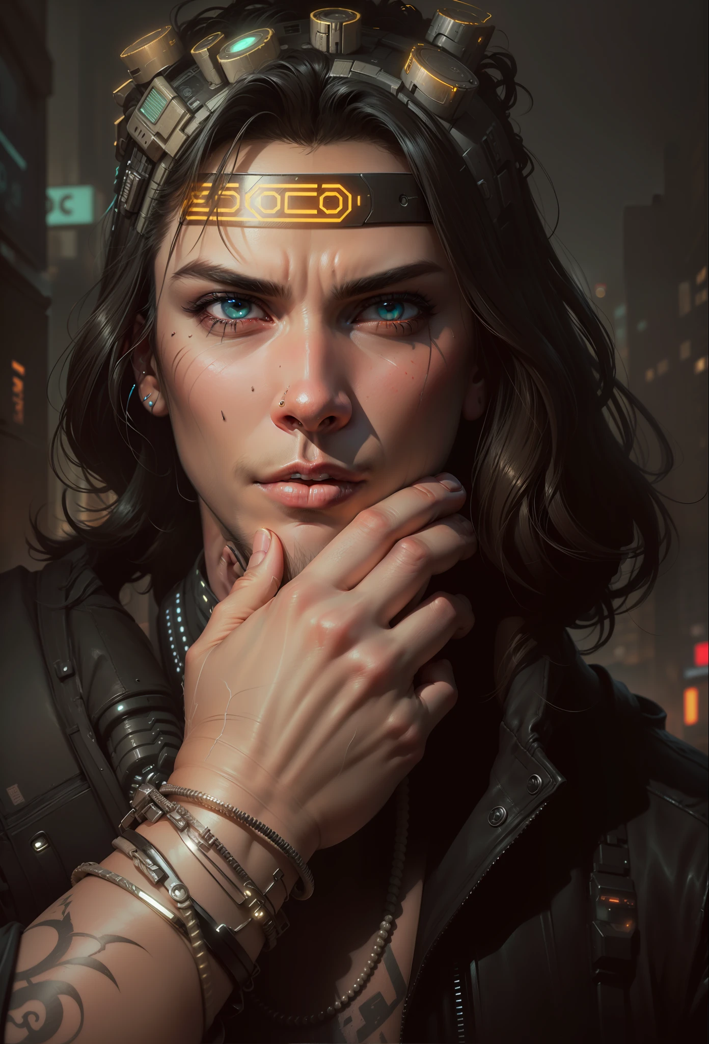 (Cinematic:1.2),(Cyberpunk:1.3),(hyper-realistic:1.2),(hyper-detailed:1.1),(beautiful face:1.2),(handsome:1.2), dynamic pose(dynamic angel:1.1), (high quality:1.1), Industrial, (street scenery:1.2), dramatic lighting, high saturation, night cityscape, neon lights, neon lighting