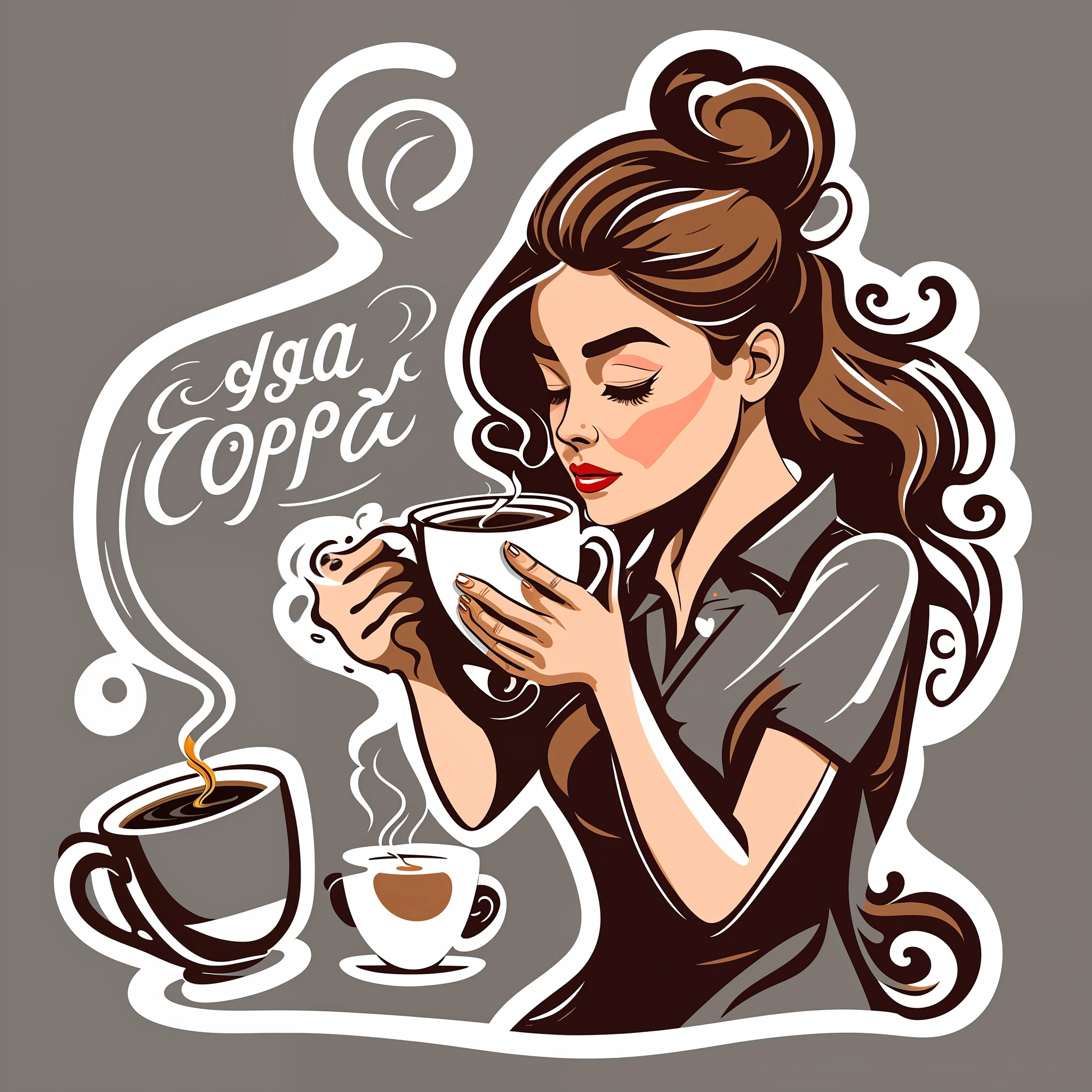 woman pouring coffee into a cup with a spoon, drinking a cup of coffee, detailed hands