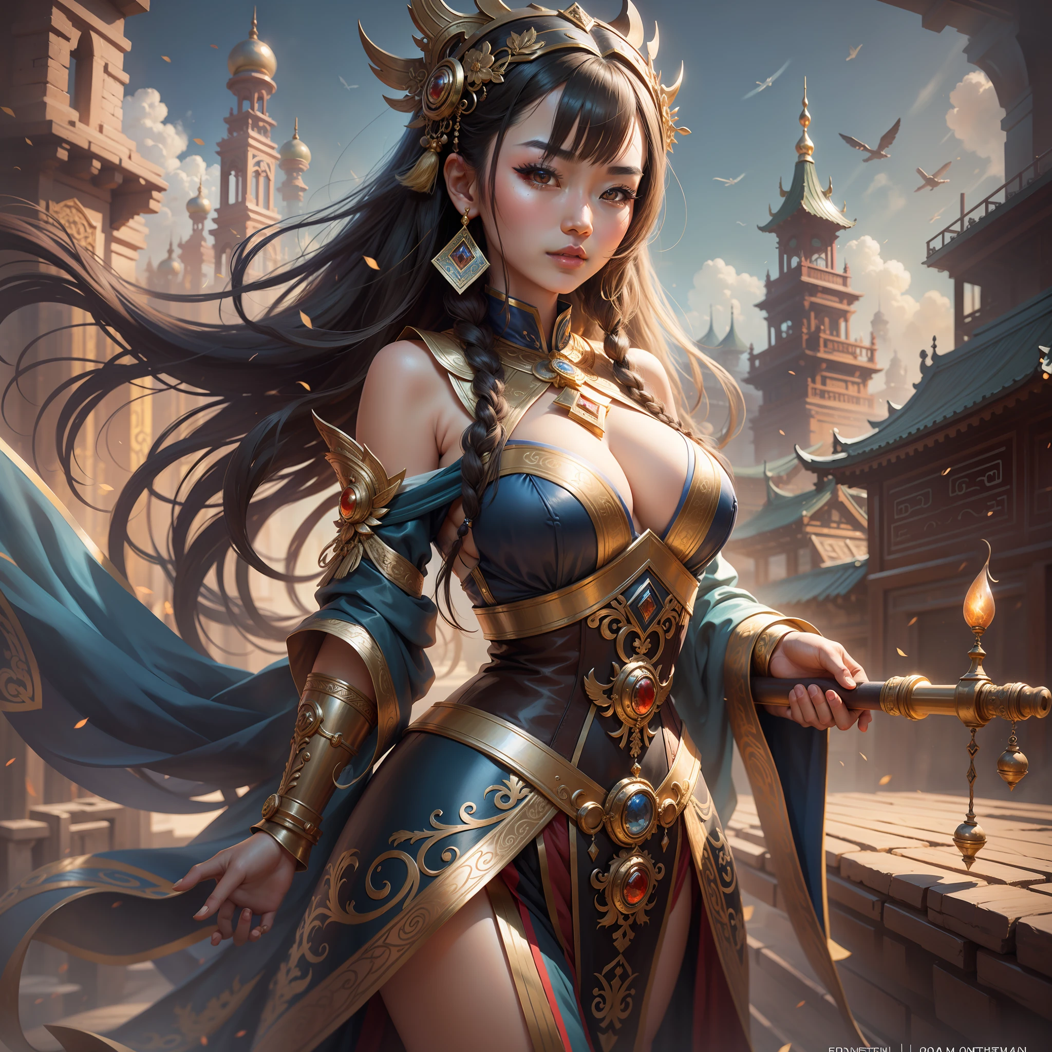 Mongolian Elements Gallery Lots of details Steam age, time, space, magic, fantasy, costume beauty, beautiful woman with perfect figure, double eyelids, metal