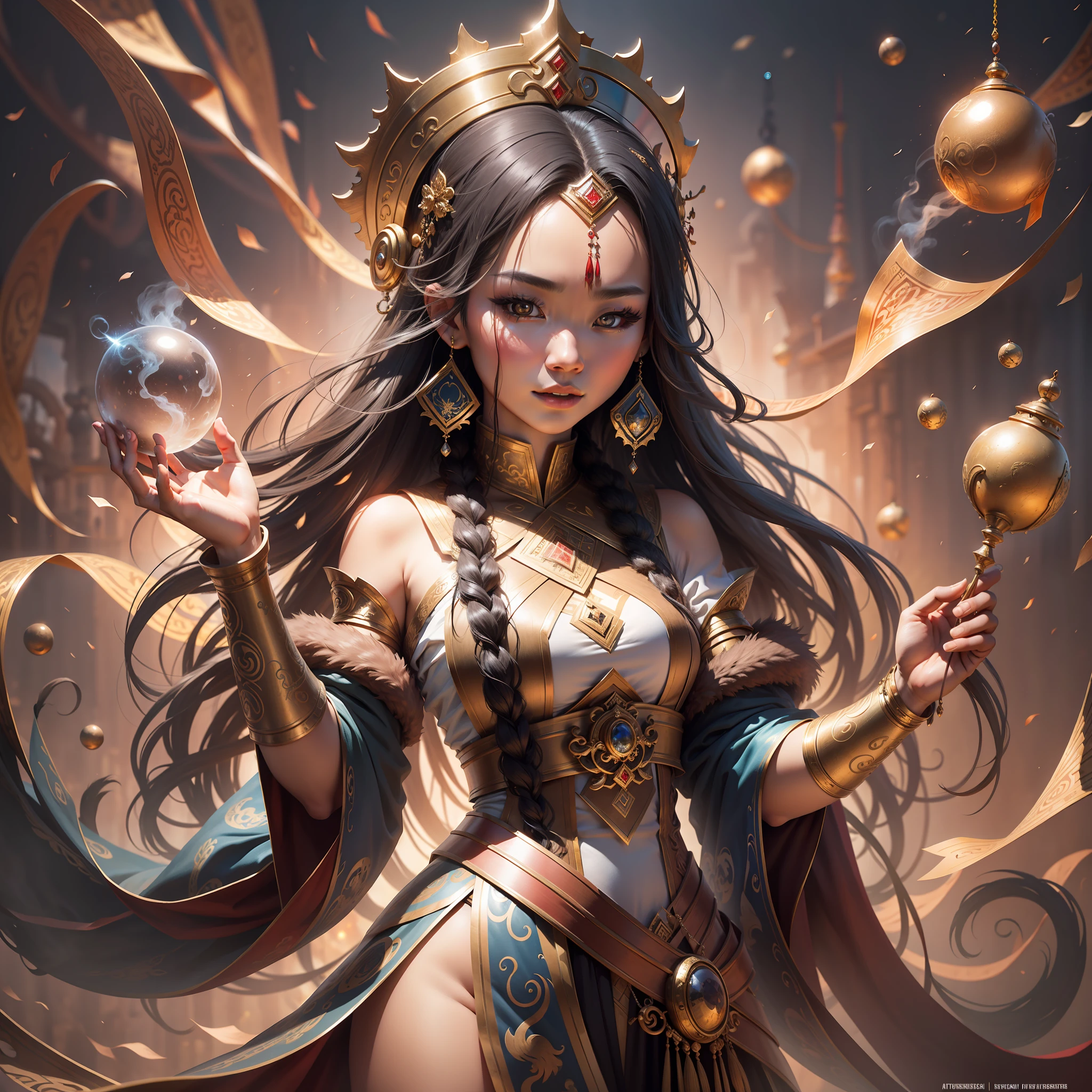 Mongolian Elements Gallery Lots of details Steam age, time, space, magic, fantasy, costume beauty, beautiful woman with perfect figure, double eyelids, metal