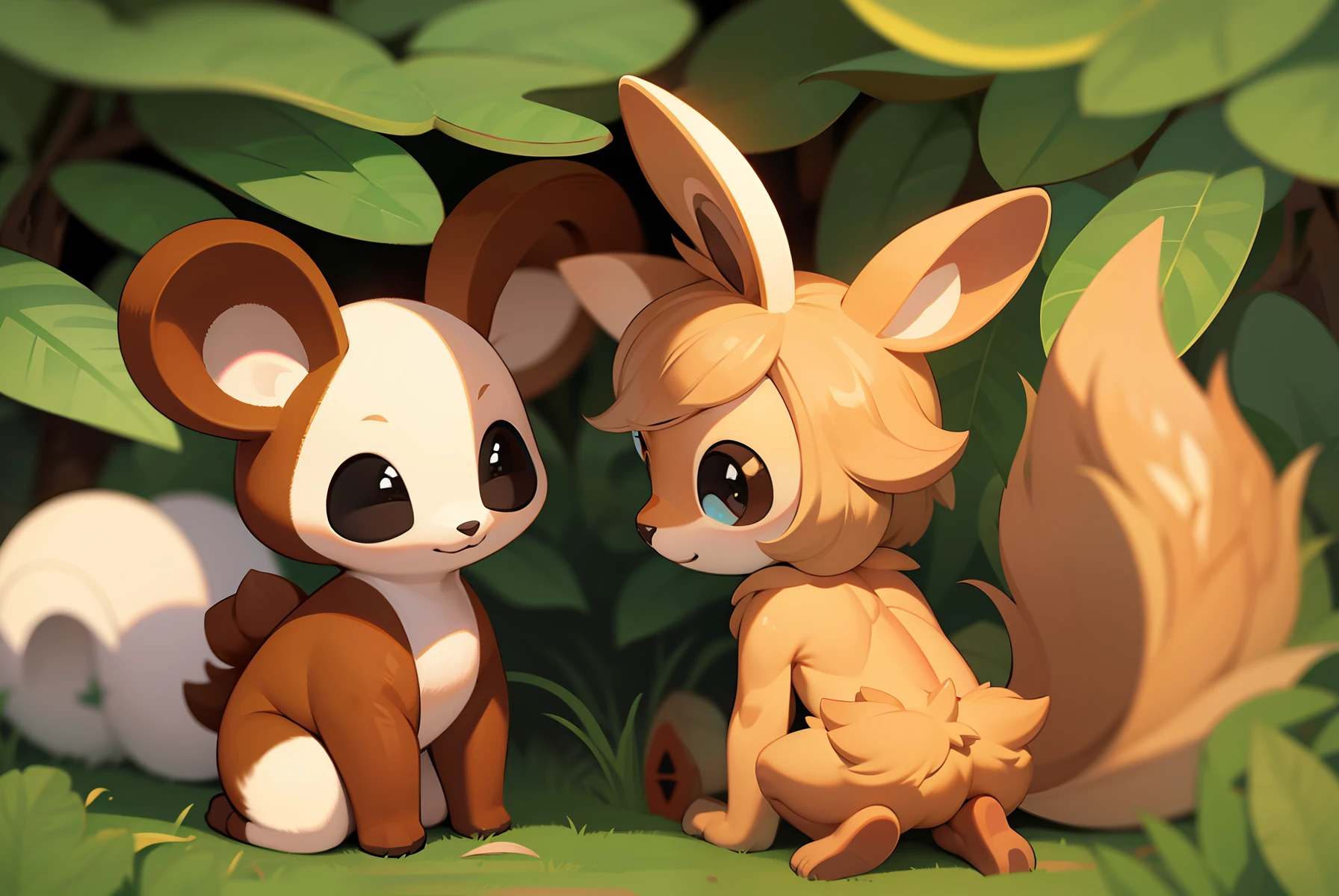 Me crie a imagem de uma garotinha encontrado dois Coelhos