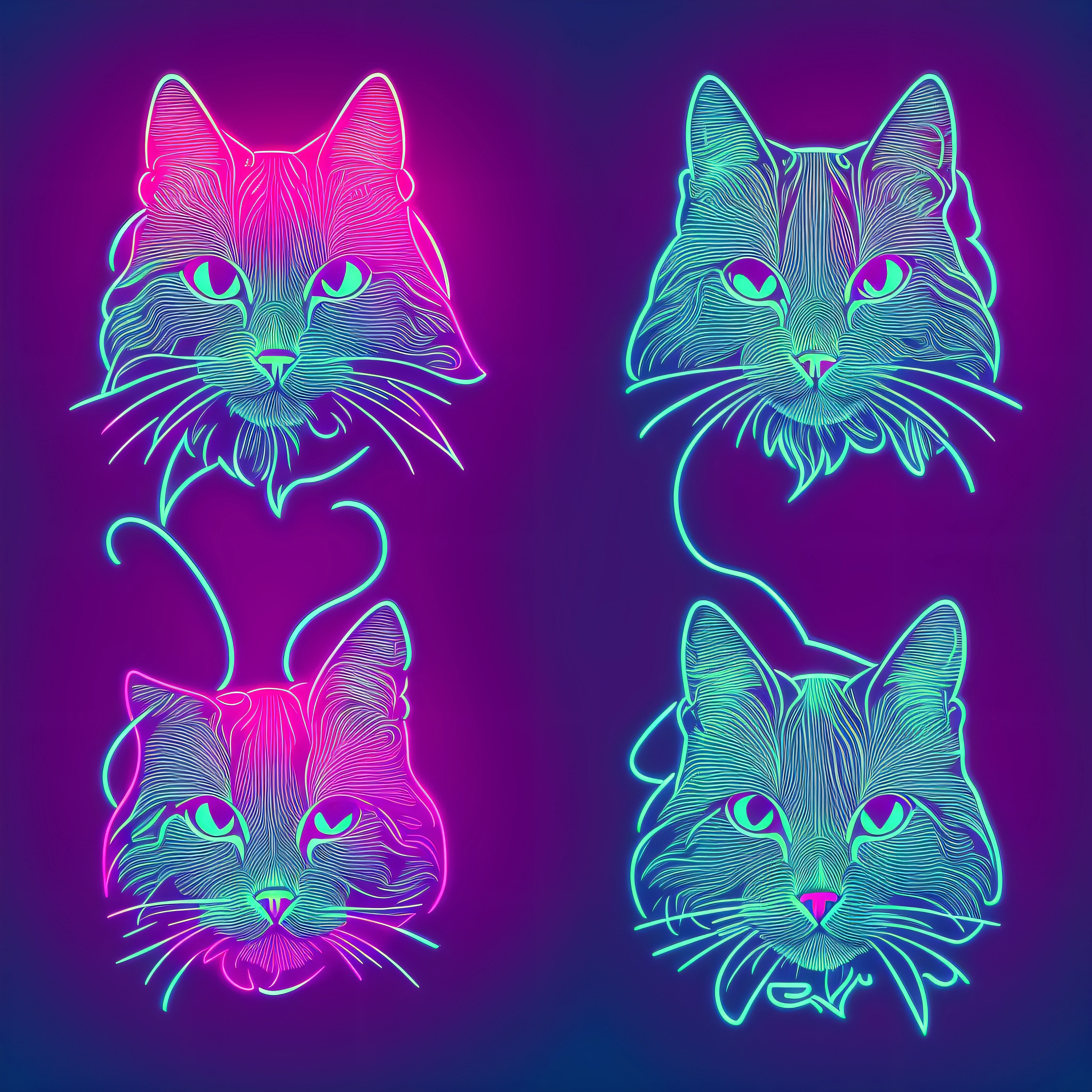 logo, cat head 2d, in vector style, neon goloum glows, in cyberpunk style --auto