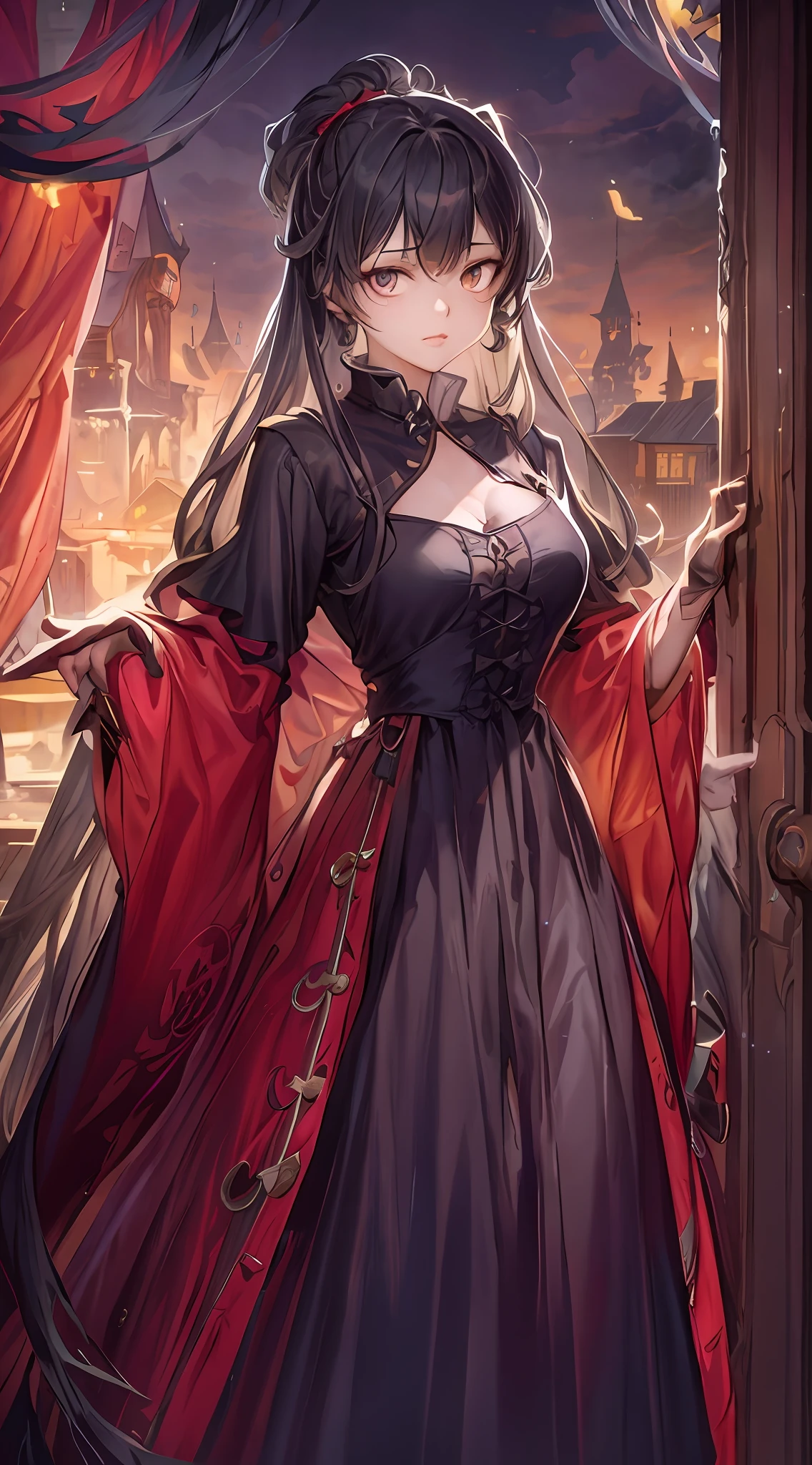anime - style image of a woman dressed in a gothic dress, Detailed Digital Anime Art, loli in dress, cushart krenz key art feminine, artwork in the style of guweiz, guweiz on pixiv artstation, clean detailed anime art, edelgard from fire emblem, small curvy loli, edelgard fire emblem