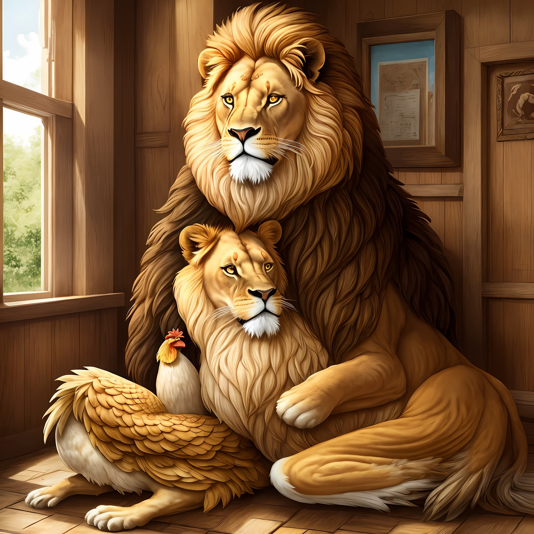 Lion with chicken carra