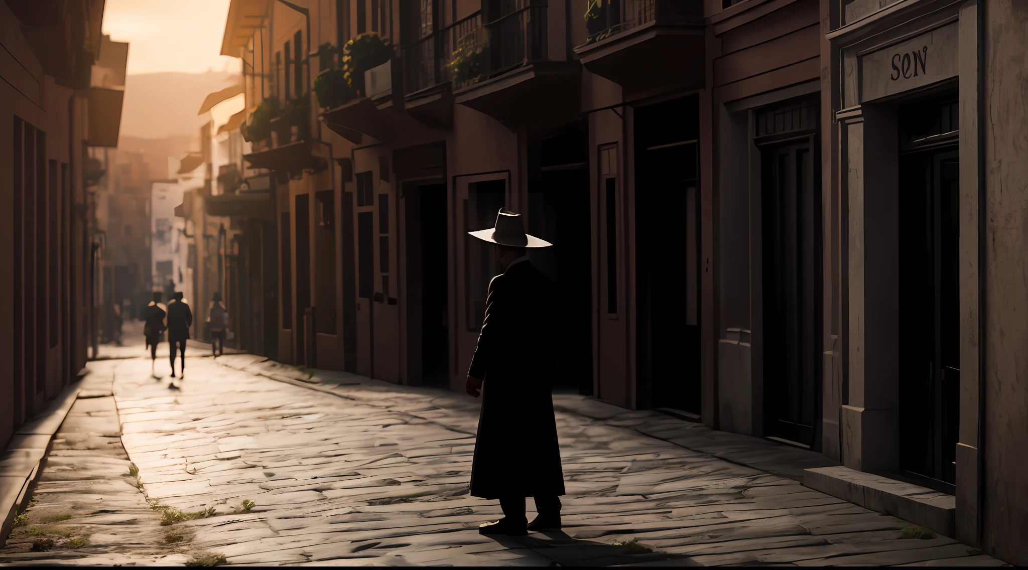 Black Hat 1.5, Cinematic lighting 1.4, ar misterioso na rua 1.2, terror sombrio, obra prima, Ultra realista, filme Sony a7 111 --auto