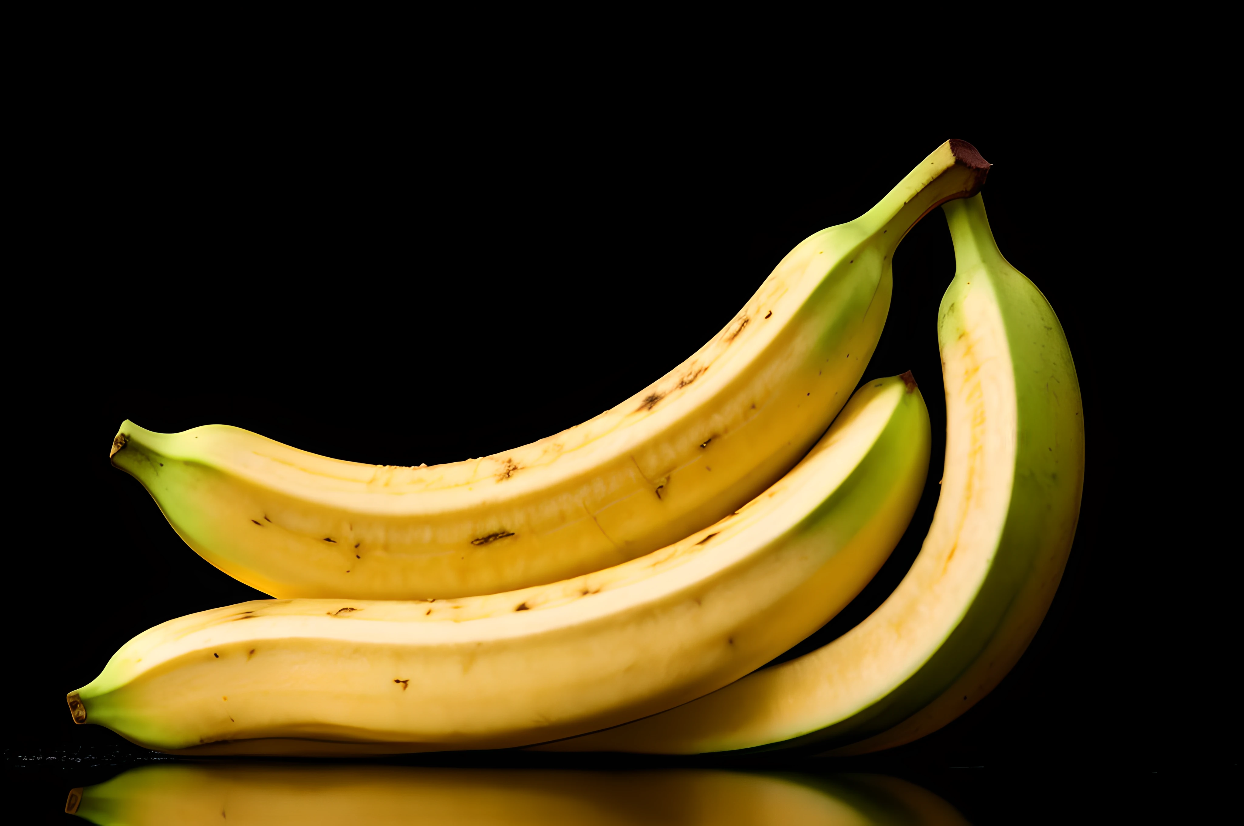 banana, front view, cinematic image, isolated black background