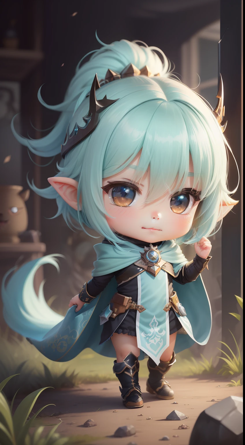 An adorable, Chibi-style character of the Wraith King, with a playful expression and cute demeanor.