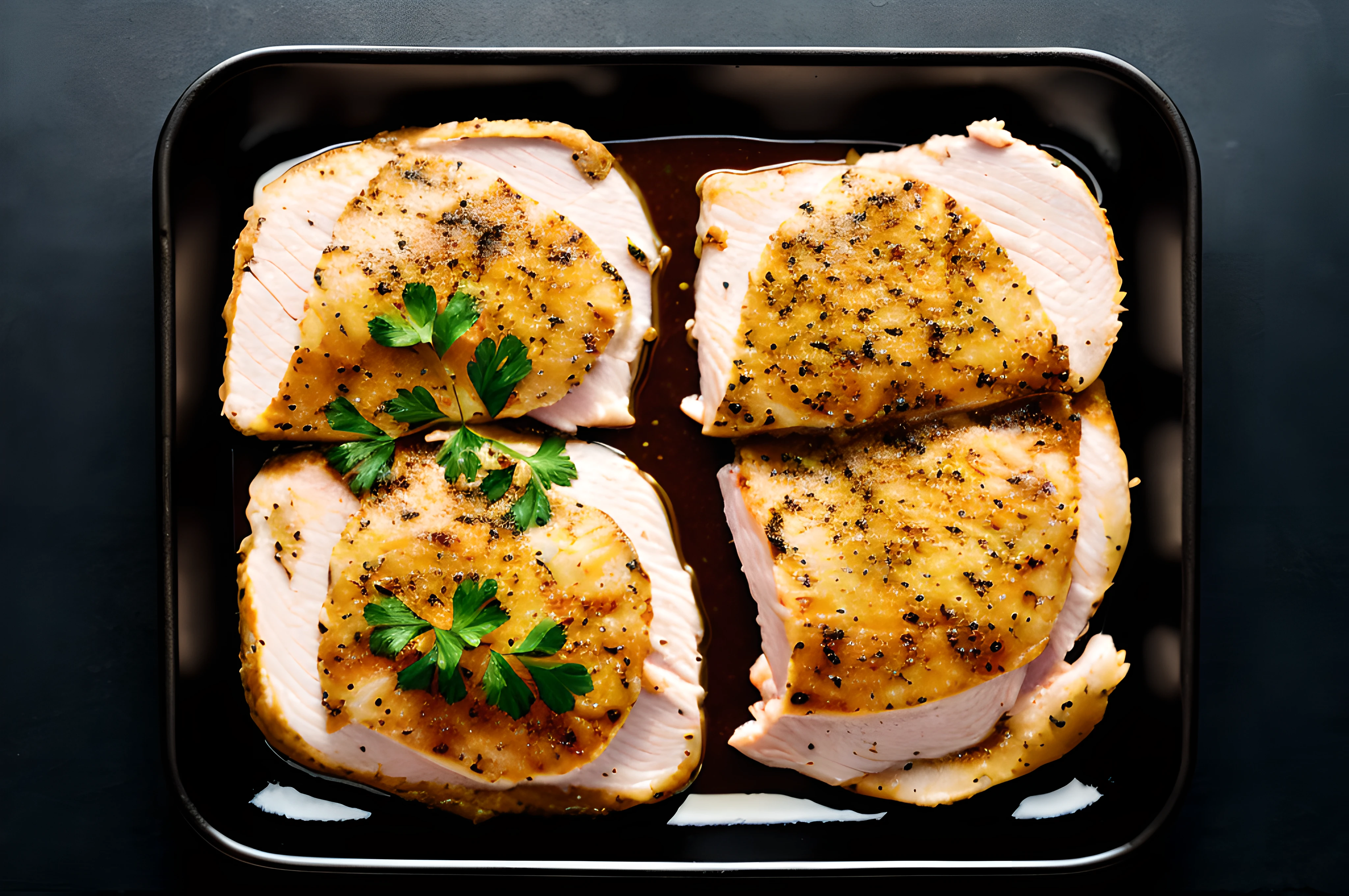 raw chicken breast, front view, cinematic image, isolated black background