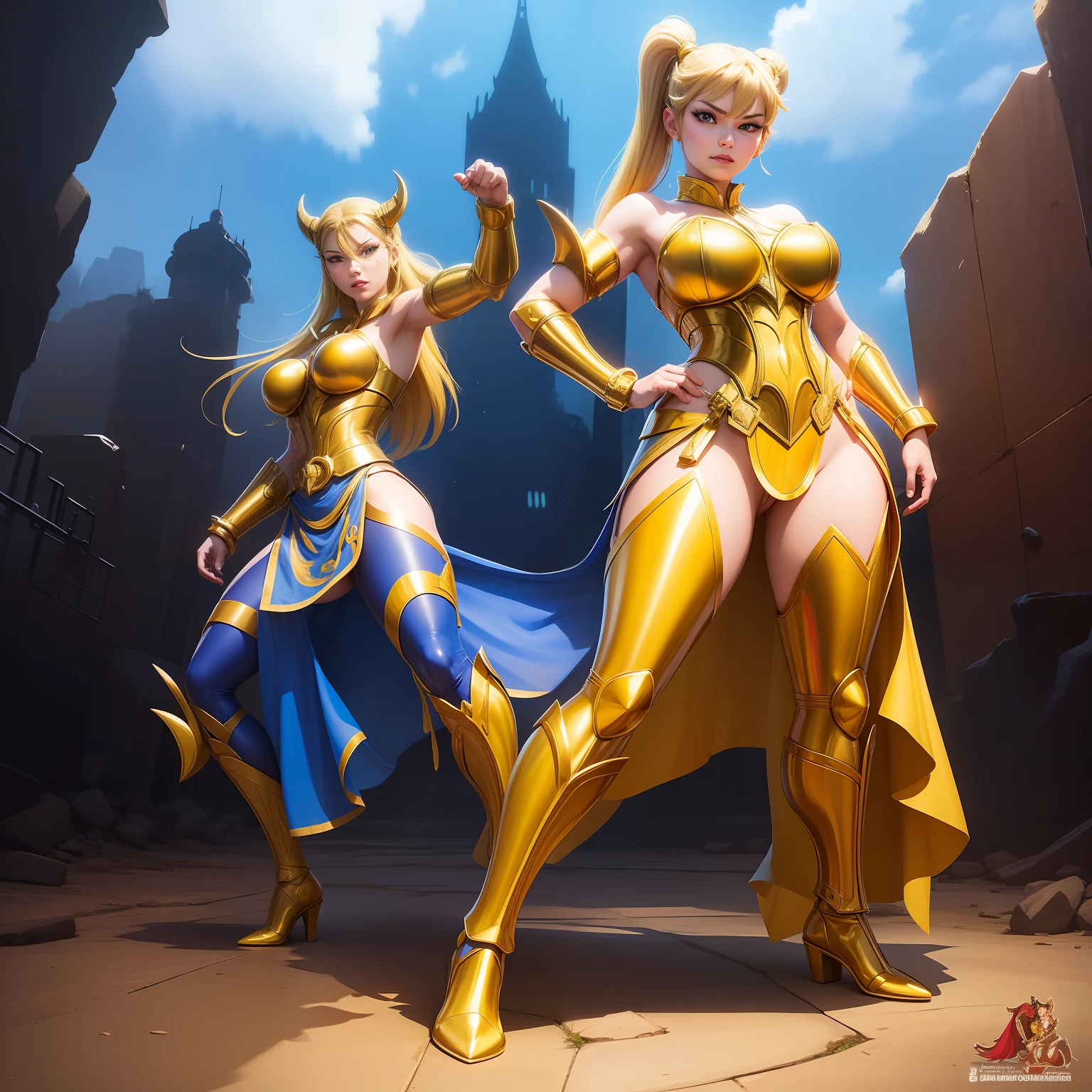 There are two costumed women fighting in the street, Lutador de rua, briga de rua, Pose de luta, posando para uma luta intrincada, Pose de luta, intensa e pesada batalha de rua, postura de luta, Cammy, em pose de luta, pose, cosplay profissional, Chun-Li, Chun - Li, Estilo de tinta SF5, sf 5 estilo de tinta, battle action pose, azarar