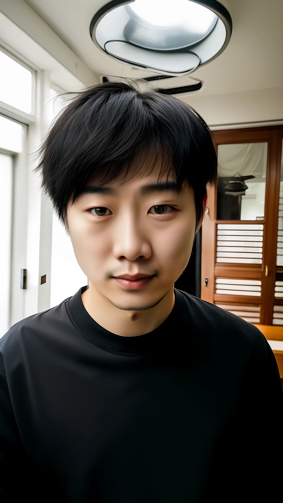 Chinese man dressed in black, 8k selfie photograph, 18 years old