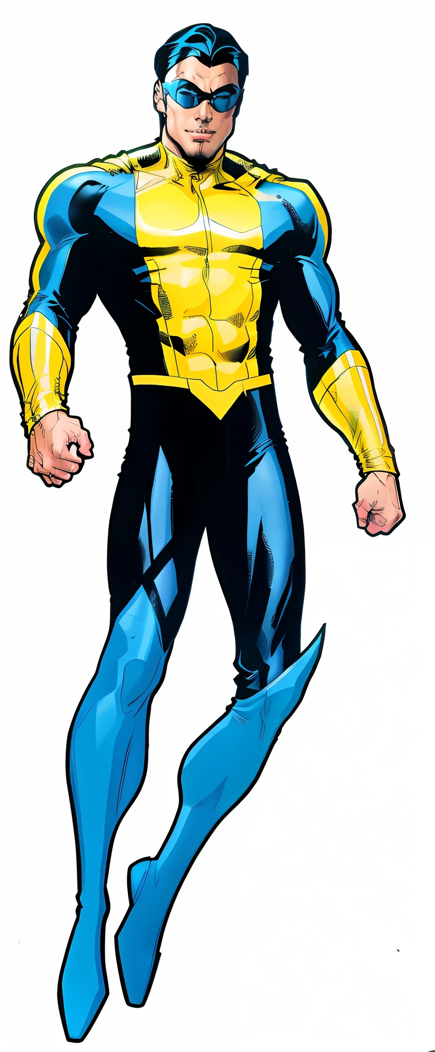 a close up of a man in a yellow and blue costume, yellow x-man costume, comic book character, x-man costume, blue and yellow deadpool, 90s comic book character design, inspired by John Romita Jr, john romita junior, john romita senior, russell dauterman, by John Romita Jr, x man costume