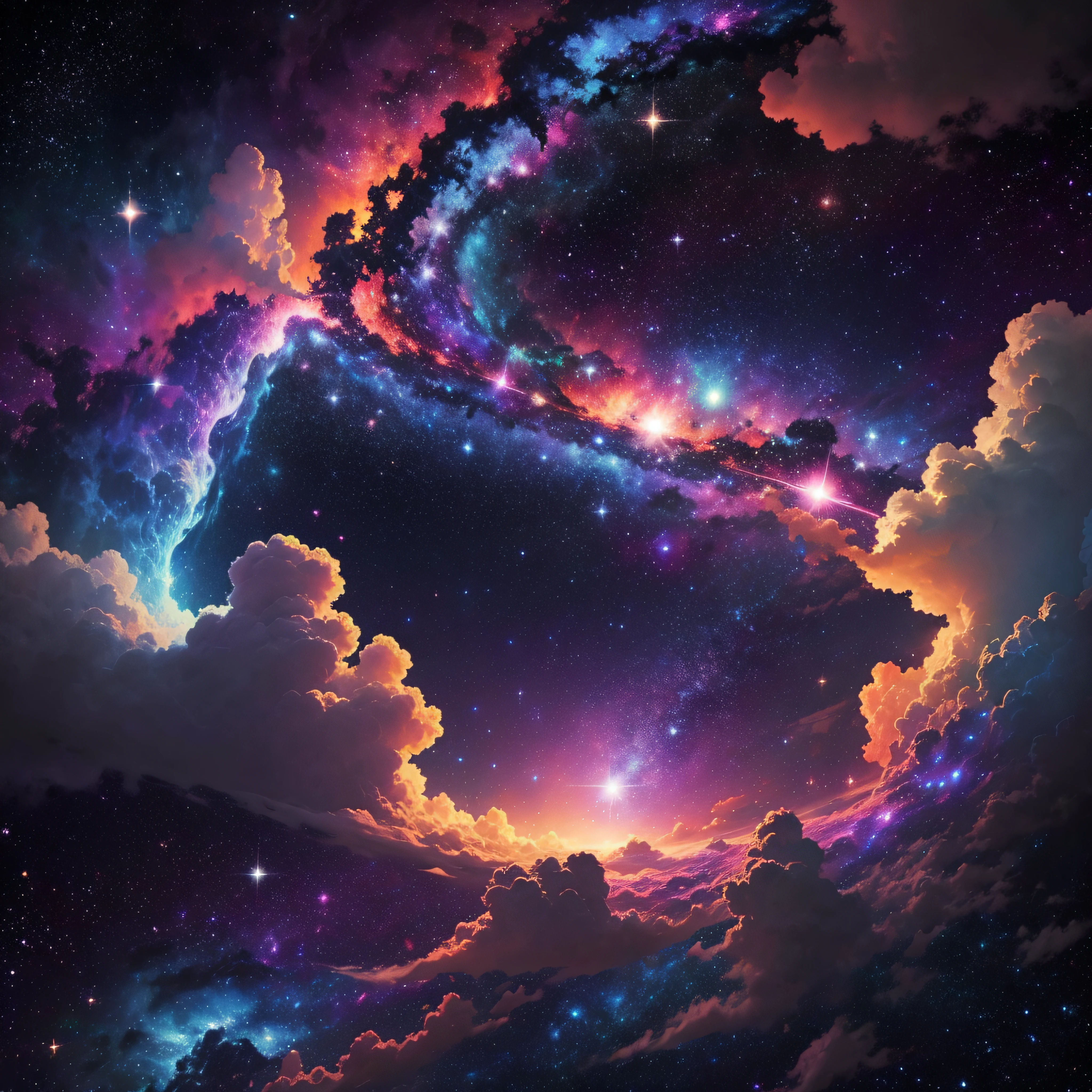 Colorful space galaxy cloud nebula, Stary night cosmos, Universe science astronomy, Supernova background wallpaper, 4096*4096 --auto