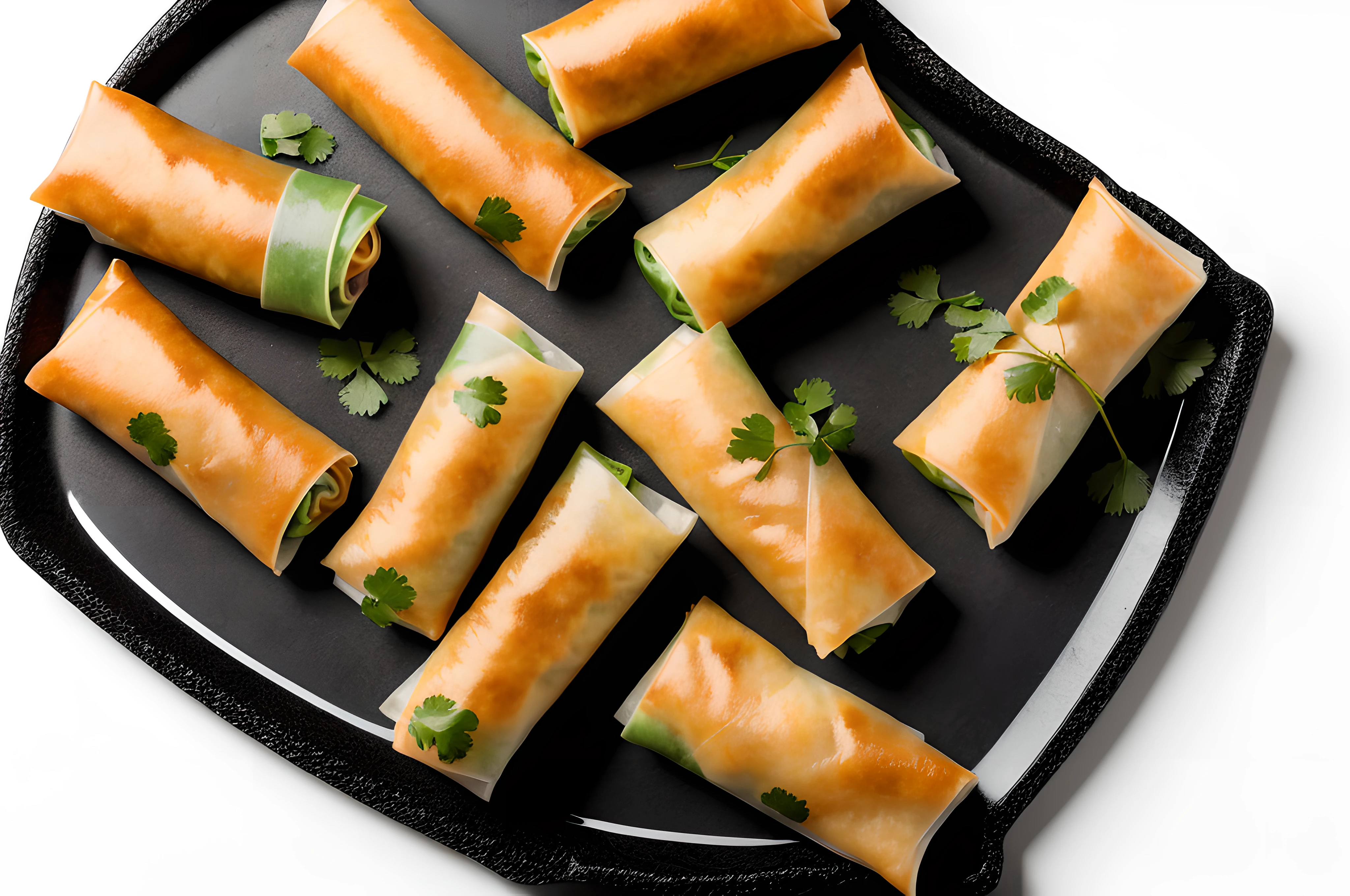 Chinese traditional spring rolls isolated on transparent or white background